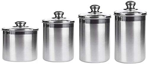 Stainless Steel Food Storage Containers Set of 4 with Airtight Lids - Kitchen Counter Canisters for Tea, Coffee, Sugar, Snacks & Pantry Organization - Perfect for Home, Office & Restaurant Use