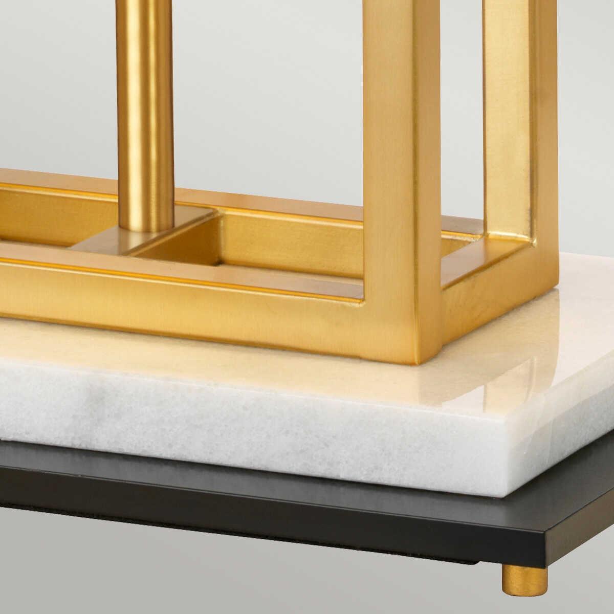 Atlas 1 Light Brushed Brass Table Lamp - Modern Bedside & Living Room Lighting - Elstead Lighting for Home Office, Bedroom Nightstand, and Reading Nook Decor
