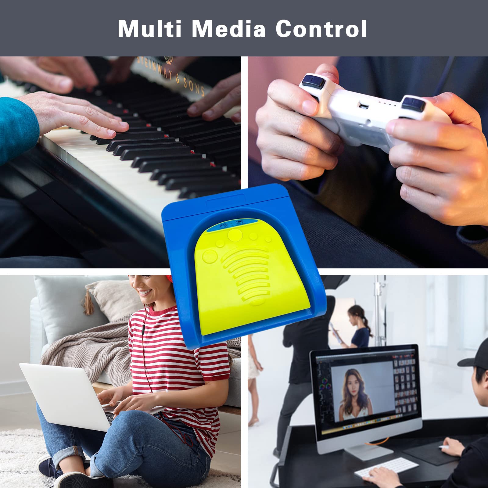 Wireless Programmable Foot Pedal Keyboard & Mouse Shortcut Switch - Hot Key Controller for PC, Laptop, Tablet & Video Gaming - Perfect for Streamers, Video Editors & Gamers
