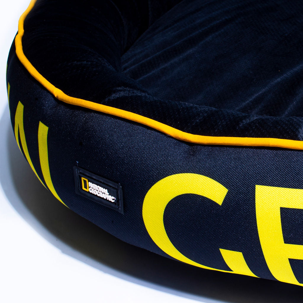 National Geographic Apollo Style Black Dog Bed - Premium Comfort for Small & Medium Dogs - Perfect for Home, Office & Travel Use