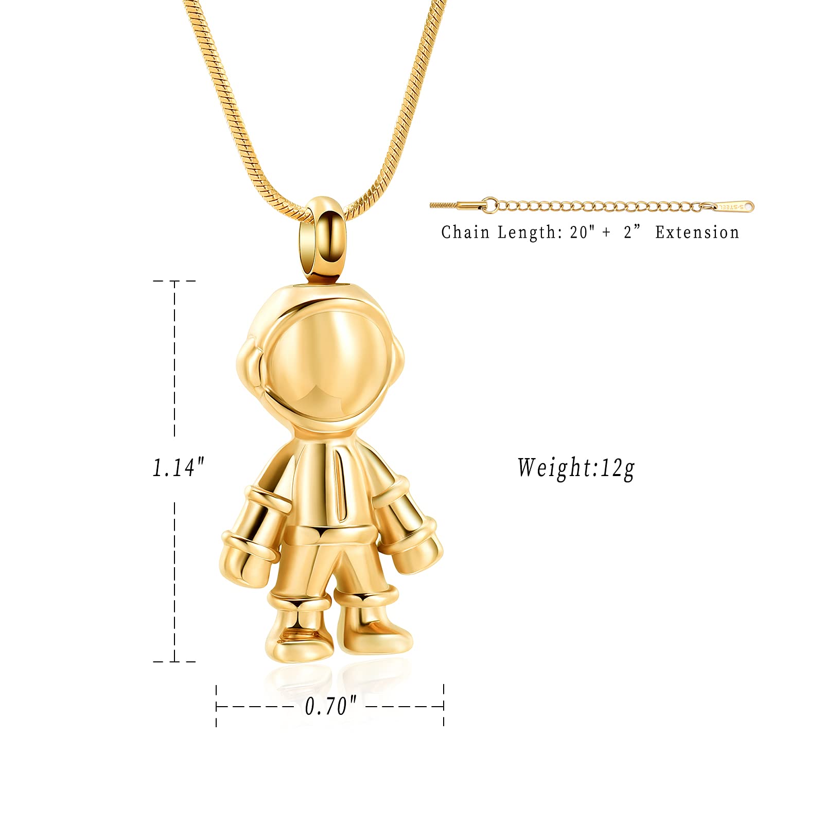 Space Robot Cremation Jewelry Urn Necklace - Memorial Ashes Holder for Human & Pet (Dog/Cat) - Cool Keepsake Pendant for Ashes - Perfect for Remembrance, Gifts & Memorial Services
