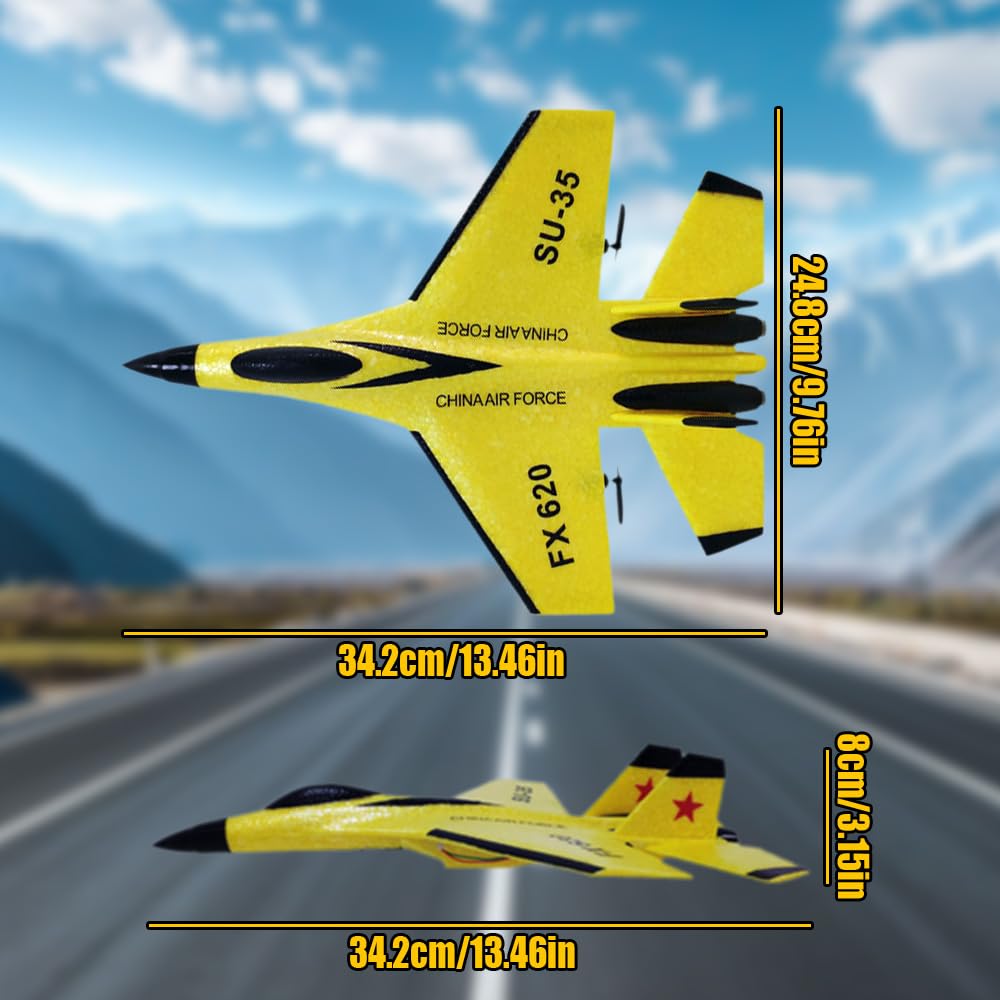 2025 New 2.4GHz Remote Control Airplane Toy - Foam RC Fighter Jet with LED Lights, Gravity Glider for Kids & Adults (Blue) | Outdoor Flying Toy, Birthday Gift for Boys & Girls, Backyard Fun Activity