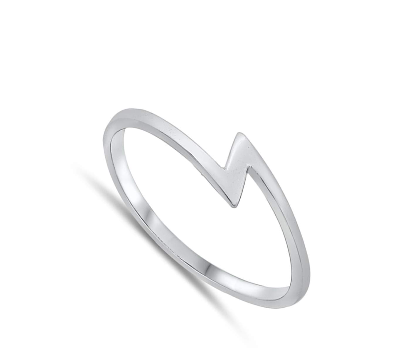 Zig Zag Lightning Bolt Ring - .925 Sterling Silver Band for Women & Men - Sizes 3-10 - Perfect for Everyday Wear, Gifts & Alternative Fashion