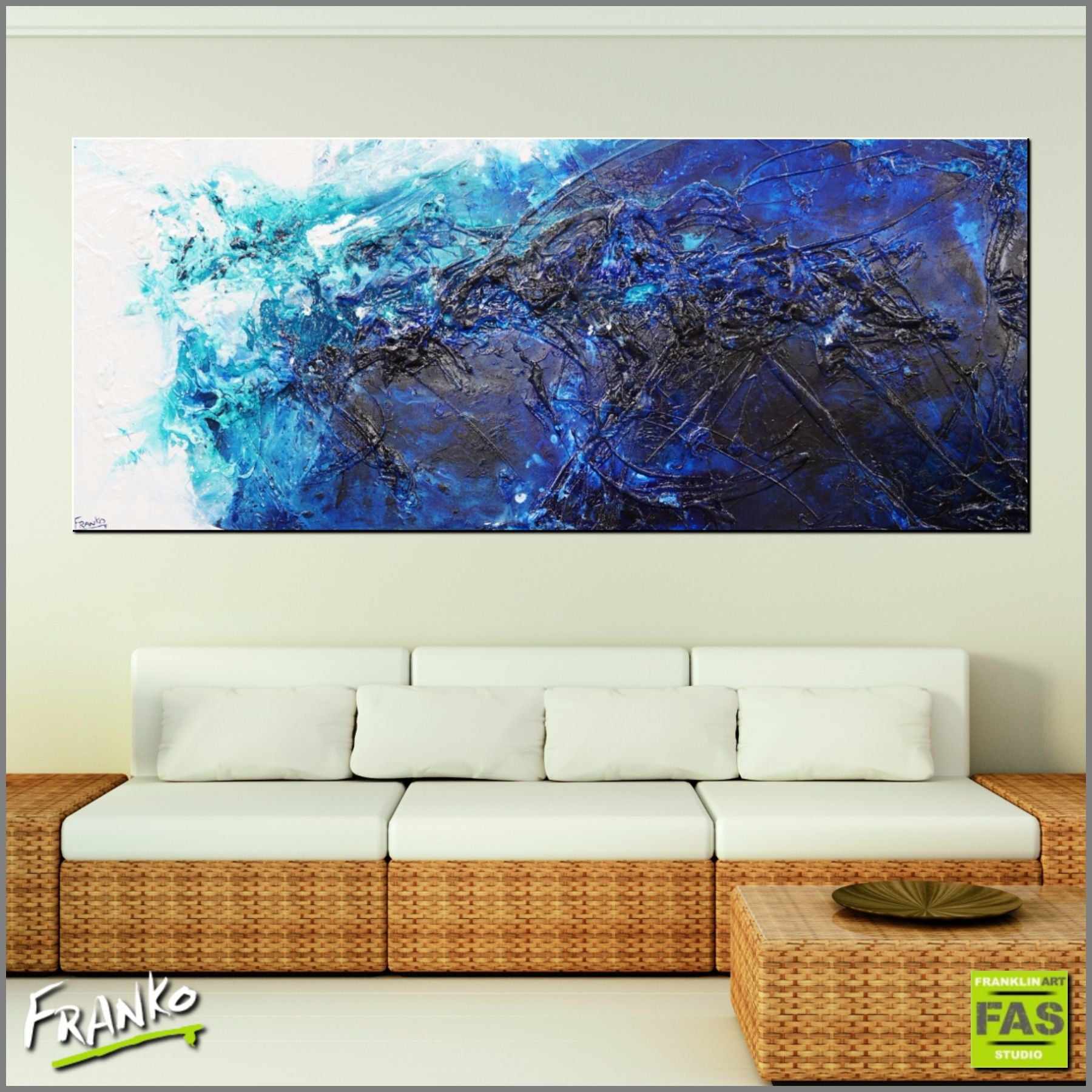 Abstract Blue White Wall Art - Modern Home Decor for Living Room, Bedroom & Office - Inspire Your Space