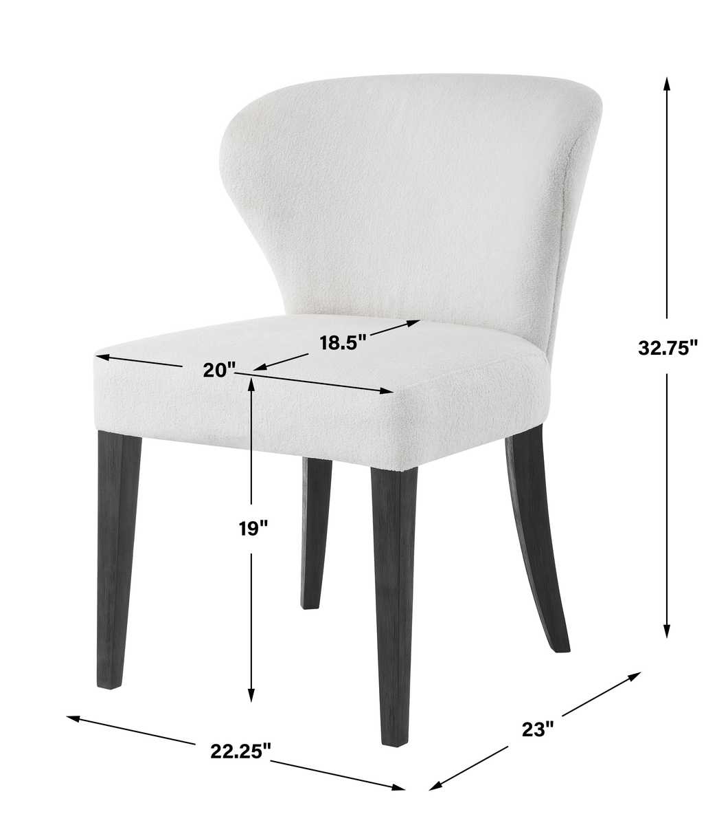 Elegant White Wingback Dining Chairs - Set of 2 Modern Upholstered Side Chairs for Dining Room, Kitchen, or Office - Comfortable & Stylish Home Decor