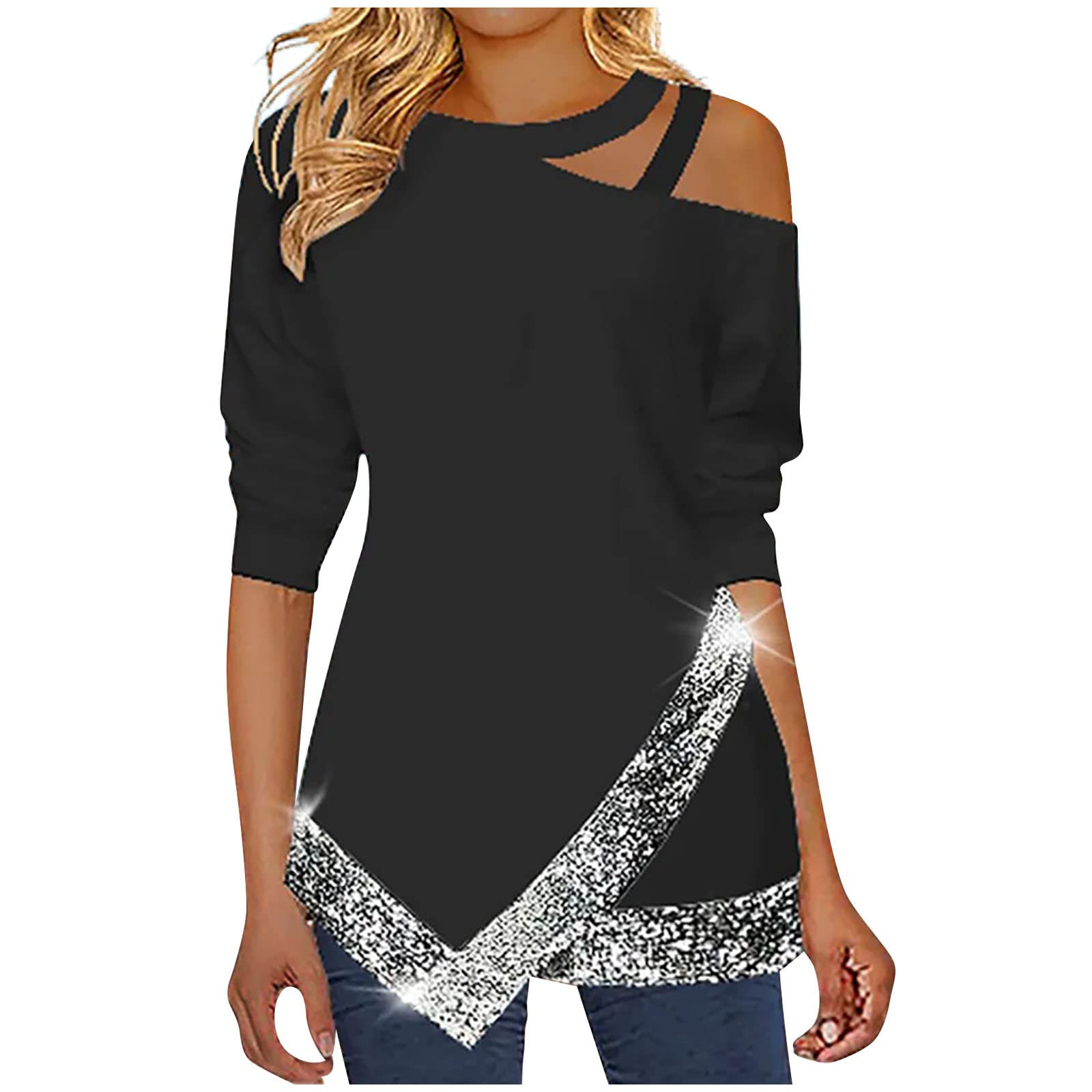 AMhomely Women's Long Sleeve Tunic Blouse - Casual Crewneck Pullover Top for Fall/Winter - Christmas Santa Graphic Sweatshirt (UK Sizes) - Perfect for Holiday Parties, Office Wear & Cozy Winter Outfits