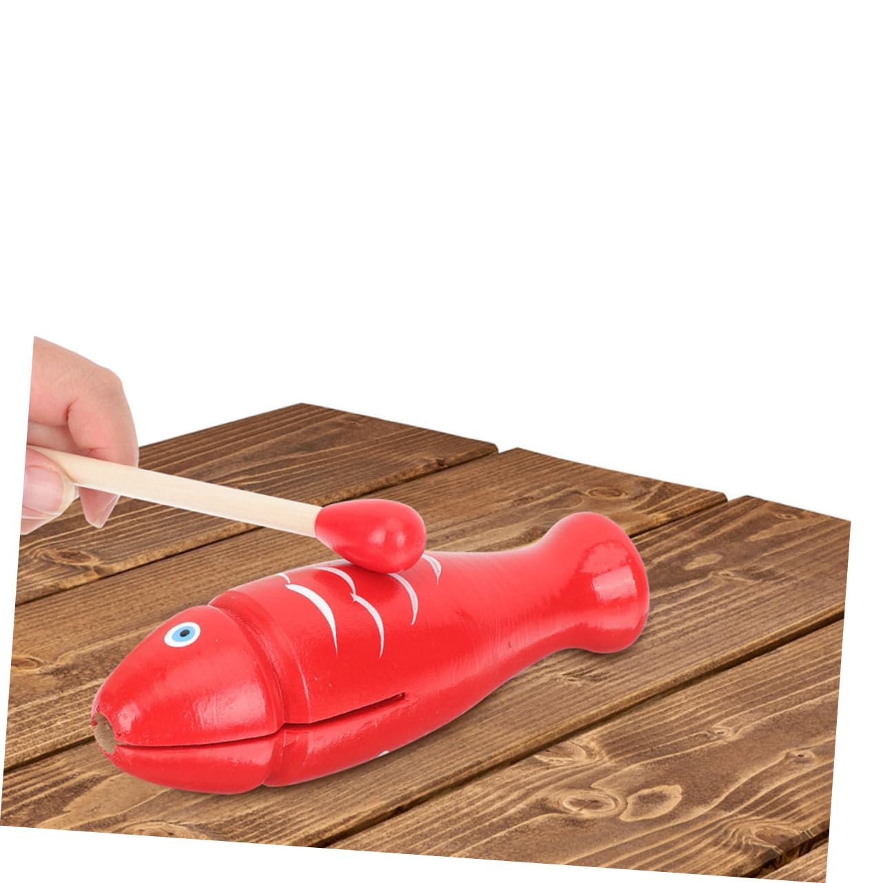BCOATH Small Wooden Fish Guiro - Musical Instrument Toy for Babies & Kids - Fish Shaped Percussion Toy with Mallet - Early Learning & Sensory Play - Perfect for Nursery, Classroom & Music Time