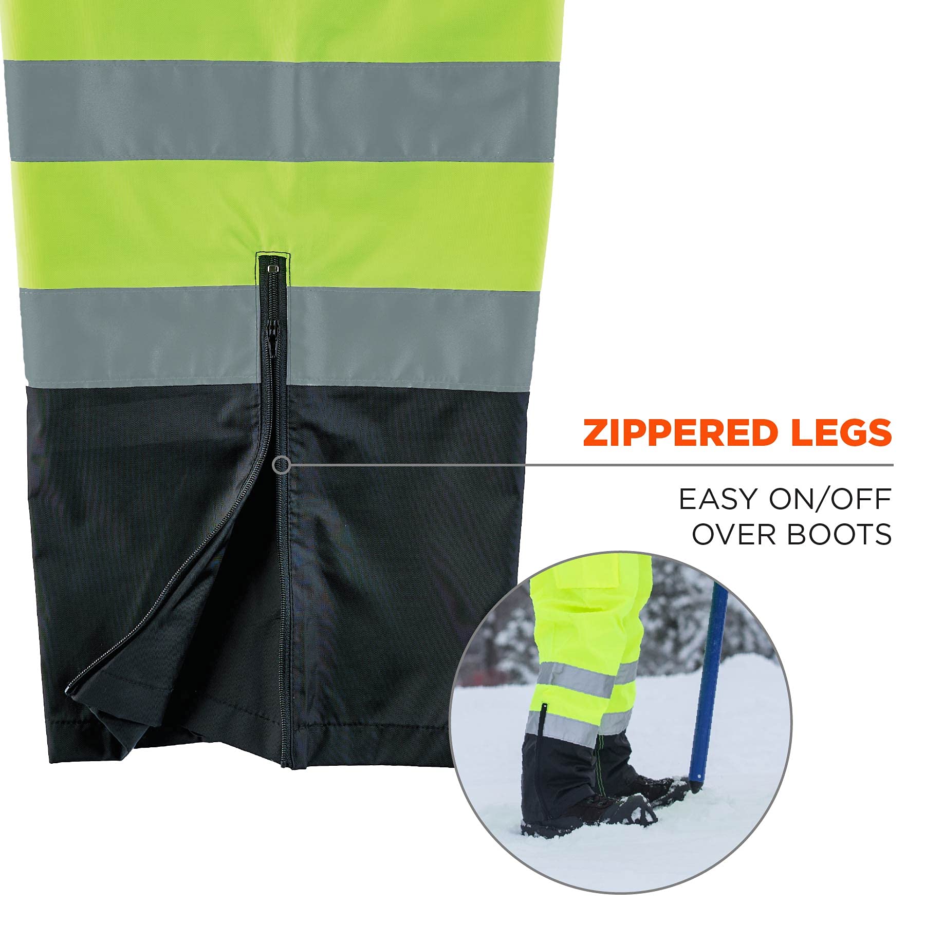 Ergodyne GloWear 8918BK High Visibility Reflective Rain Bib Overalls - ANSI Compliant Black Bottom with Lime Accents (4XL) - Ideal for Construction, Road Work & Outdoor Safety