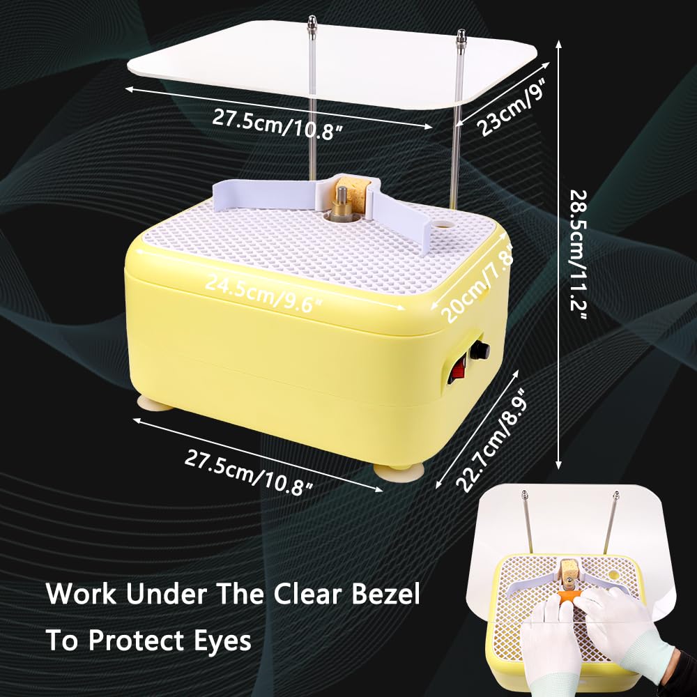 Portable Stained Glass Grinder Machine - Mini Glass & Ceramic Grinding Tool Kit for DIY Crafts, Art Projects & Jewelry Making (Yellow) - Perfect for Mosaic, Stained Glass Art & Home Decor