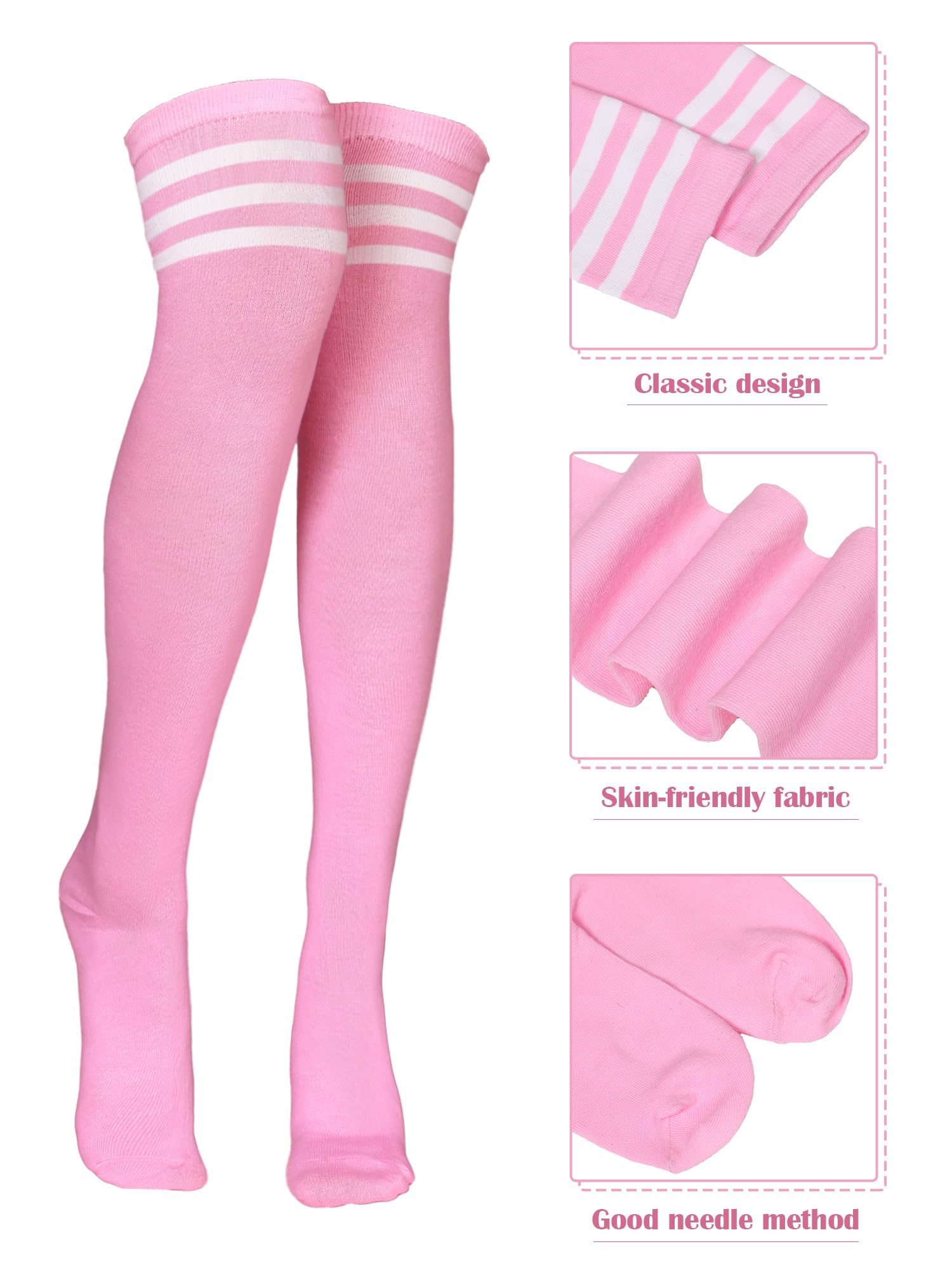 SATINIOR 3 Pairs Knee High Socks for Women - Thigh High Triple Stripe Over The Knee Socks, Long Opaque Thigh Stockings for Winter, Fashion & Daily Wear
