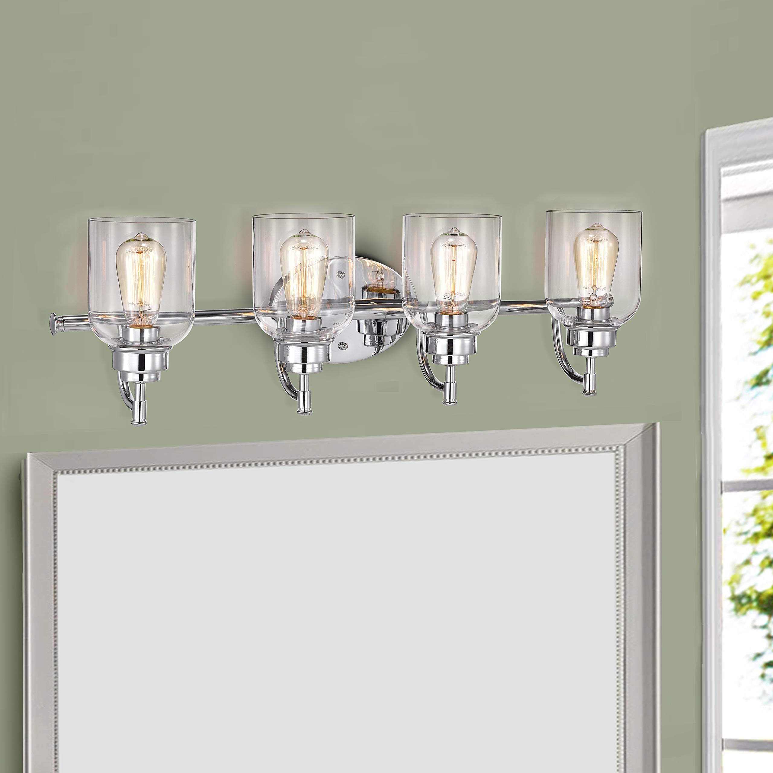 4-Light Chrome Bathroom Vanity Light Fixture - 30