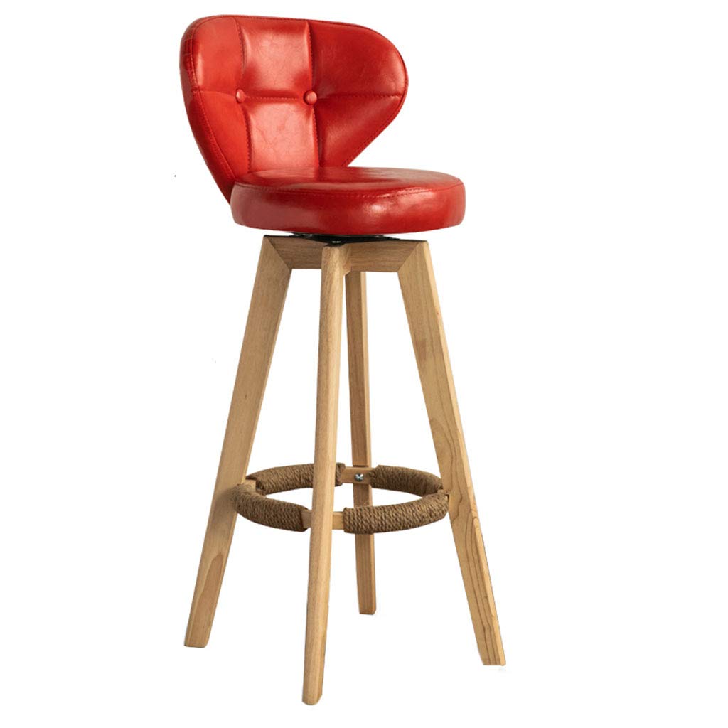 Mesurn Home Backrest High Chair - High Rebound Comfortable Cushion with Solid Wood Base, 360° Rotating Bar Stool for Kitchen Island, Breakfast Nook & Home Office - Ergonomic Dining & Workspace Seating