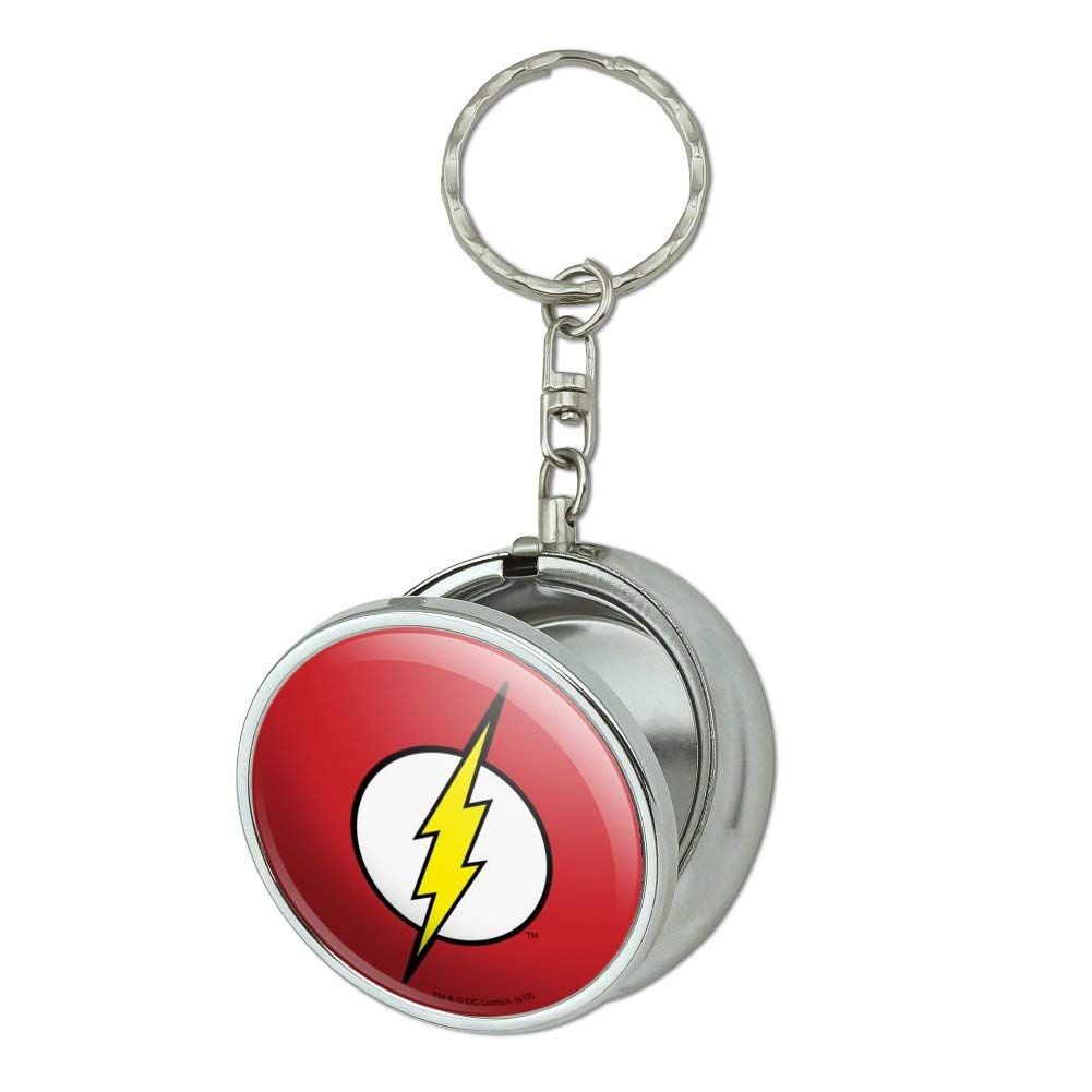 The Flash Lightning Bolt Logo Portable Travel Ashtray Keychain with Cigarette Holder - Compact Pocket Purse Accessory for Fans, Smokers & Collectors - Perfect for Travel, Gifts & Superhero Enthusiasts
