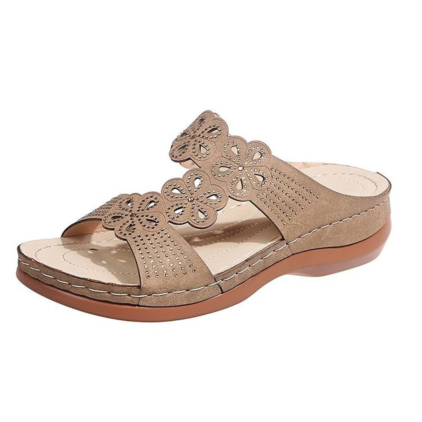Women's Comfortable Open Toe Slide Sandals - Breathable Hollow Out Design Low Heel Slippers for Walking, Durable Platform Beach Sandals | Perfect for Outdoor, Vacation, Mother's Day Gift & Summer Fashion