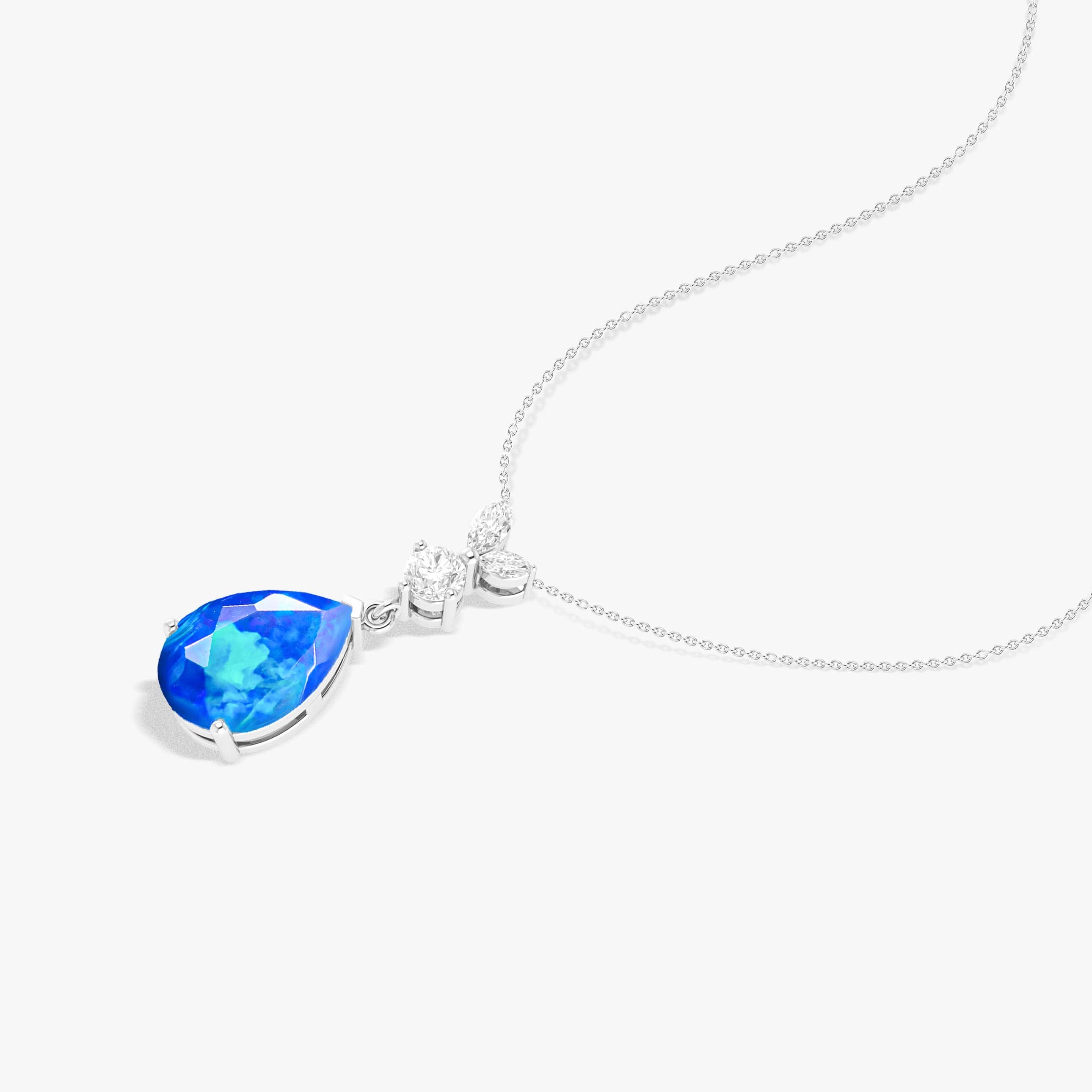 Blue Opal Pear Gemstone Pendant Necklace - Natural Healing Stone Jewelry for Women - Perfect for Spiritual Healing, Meditation & Elegant Occasions