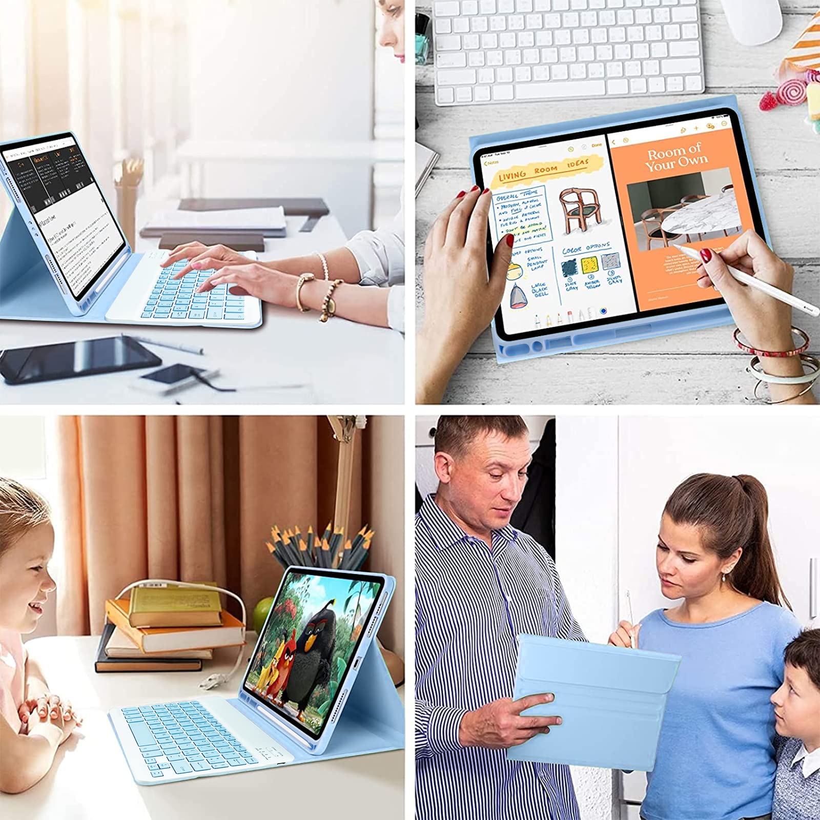 Magnetic Bluetooth Keyboard Case for iPad 10.2 (2021 9th Gen/2020 8th Gen/2019 7th Gen)/iPad Pro 10.5/iPad Air 3 - Detachable Wireless Italian Layout Cover (Sky Blue) | Perfect for Work, Study & Travel