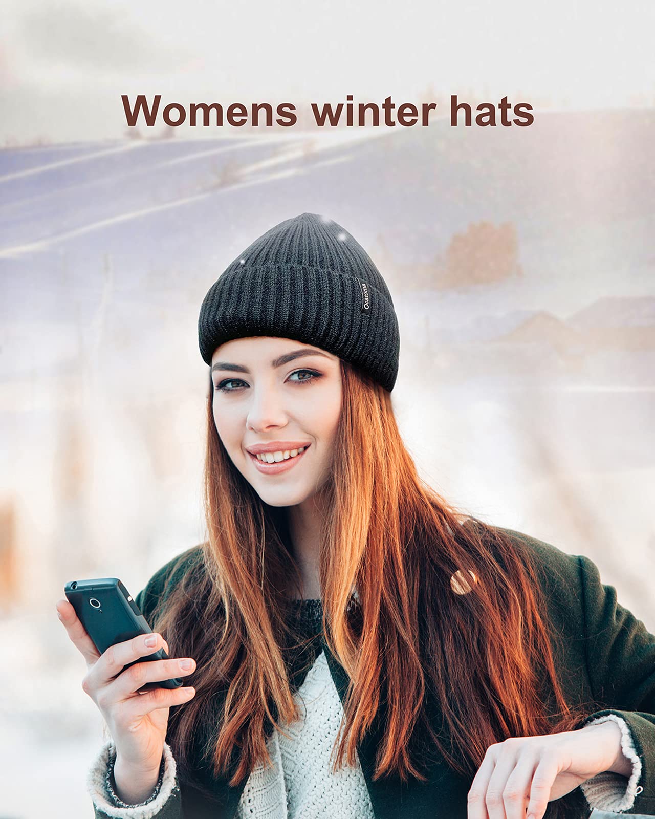 Ocatoma Unisex Winter Beanie Hat - Soft Warm Knit Cuffed Ski Cap for Men & Women | Perfect for Cold Weather, Snowboarding, and Outdoor Activities