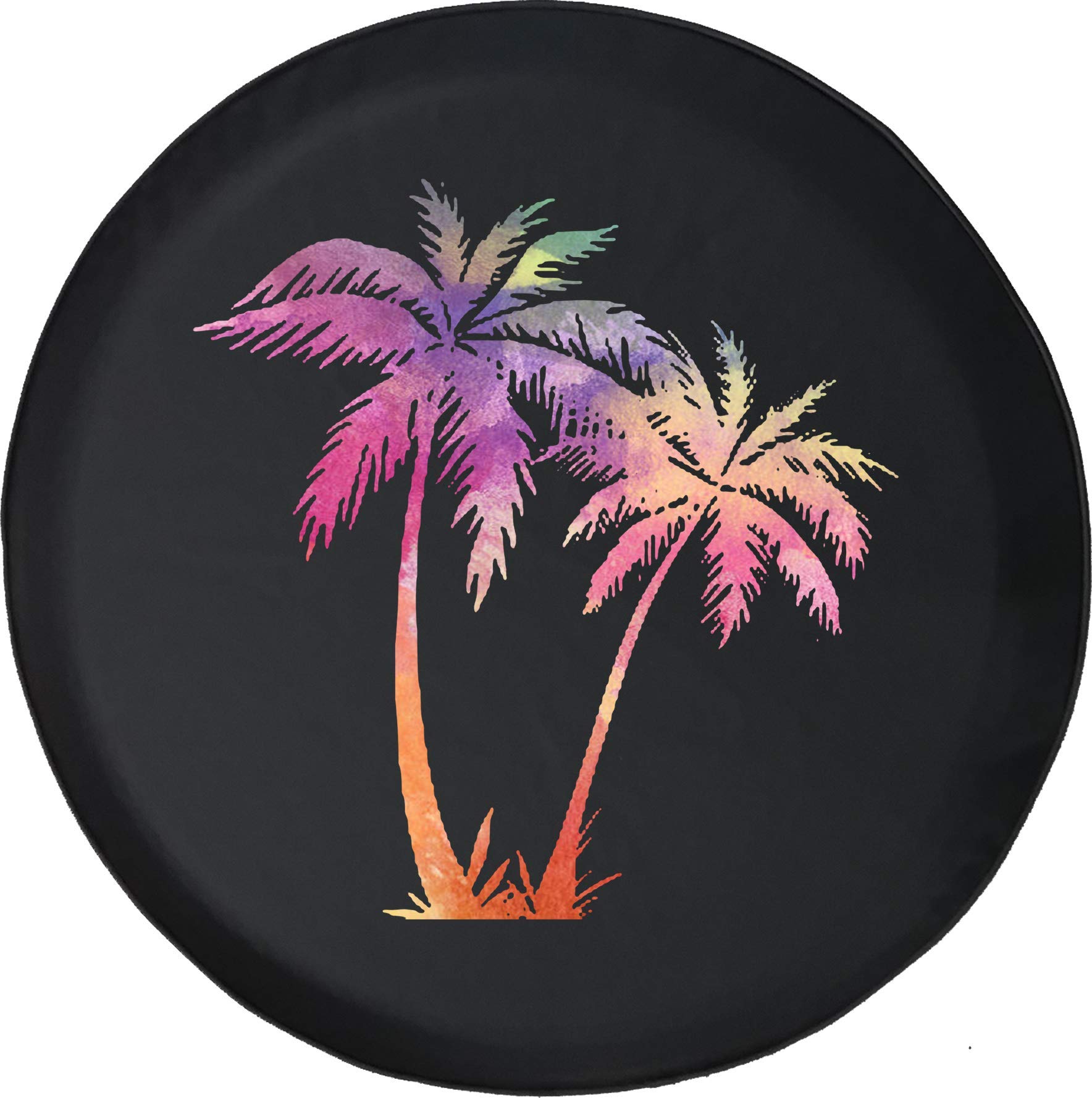 Watercolor Palm Trees Beach Spare Tire Cover - 31 Inch Universal Fit for SUV, Camper & RV Accessories | Durable Outdoor Protection for Road Trips & Camping Adventures
