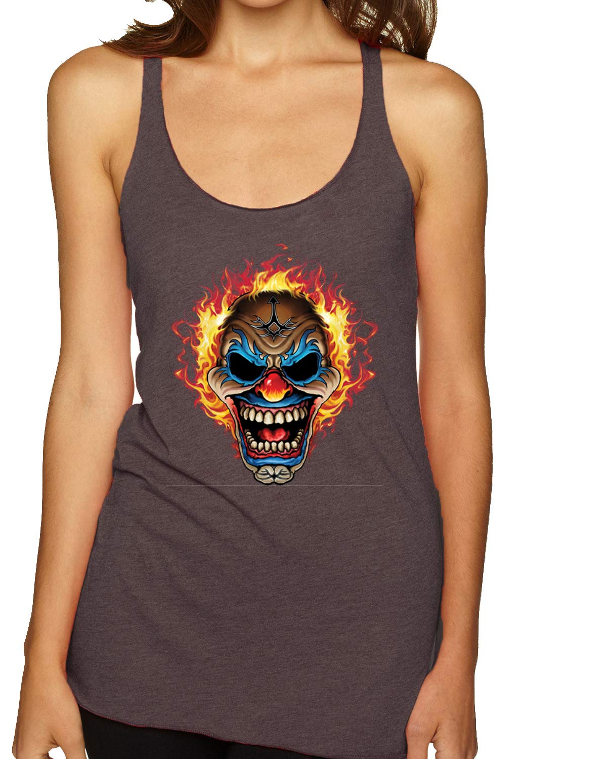 Flaming Laughing Fierce Clown Women's Premium Tri-Blend Racerback Tank Top - Comfortable & Stylish for Casual Wear, Gym, and Summer Outfits