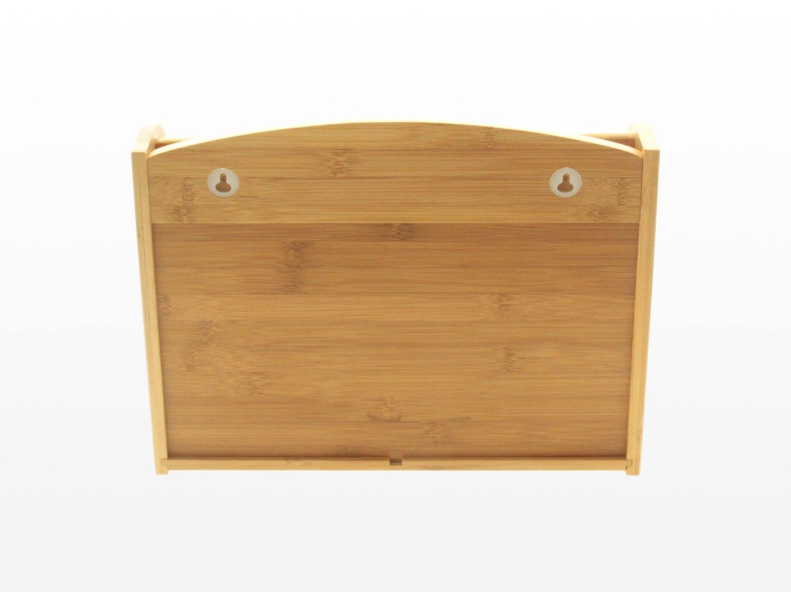 Bamboo Wall Mounted Letter Holder & Key Rack - Desk Organizer for Mail, Notes, and Keys - Perfect for Home Office, Entryway, and Kitchen Organization