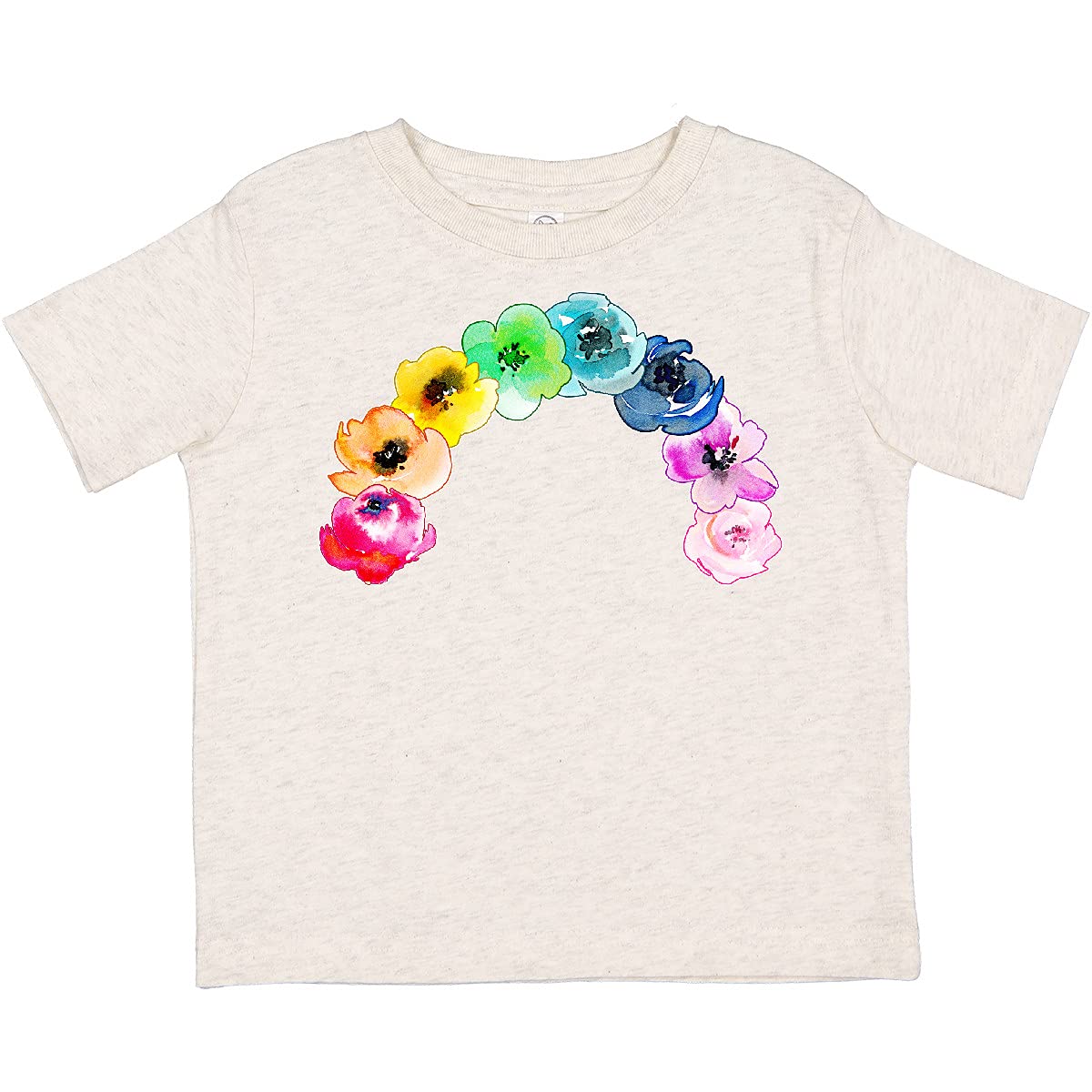 Inktastic Rainbow of Flowers Watercolor Toddler T-Shirt - Soft Cotton Kids Tee for Boys & Girls - Perfect for Playdates, Daycare & Family Outings