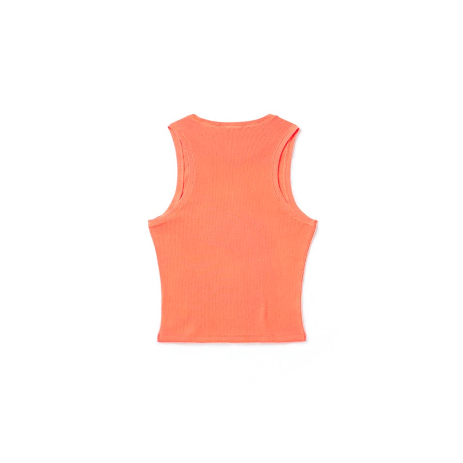 Fluoro Orange Rib Tank Top - Women's Athletic Workout Shirt for Running, Yoga & Gym - High Visibility Performance Tee