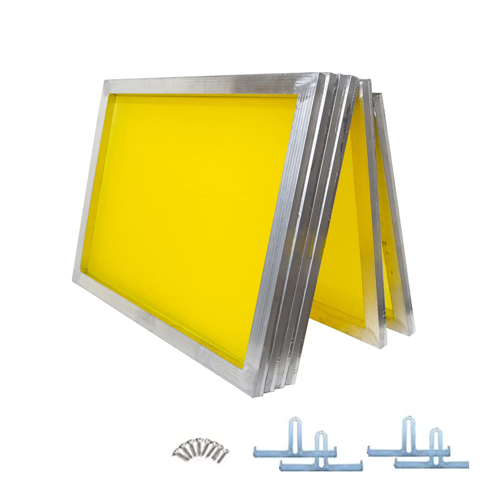 TIANIUSEEN 6-Pack 12x16 Inch Aluminum Screen Printing Frames - 305 Mesh 120T Yellow Pre-Stretched Silk Screens for DIY T-Shirt, Poster & Fabric Printing | Professional Art & Craft Supplies