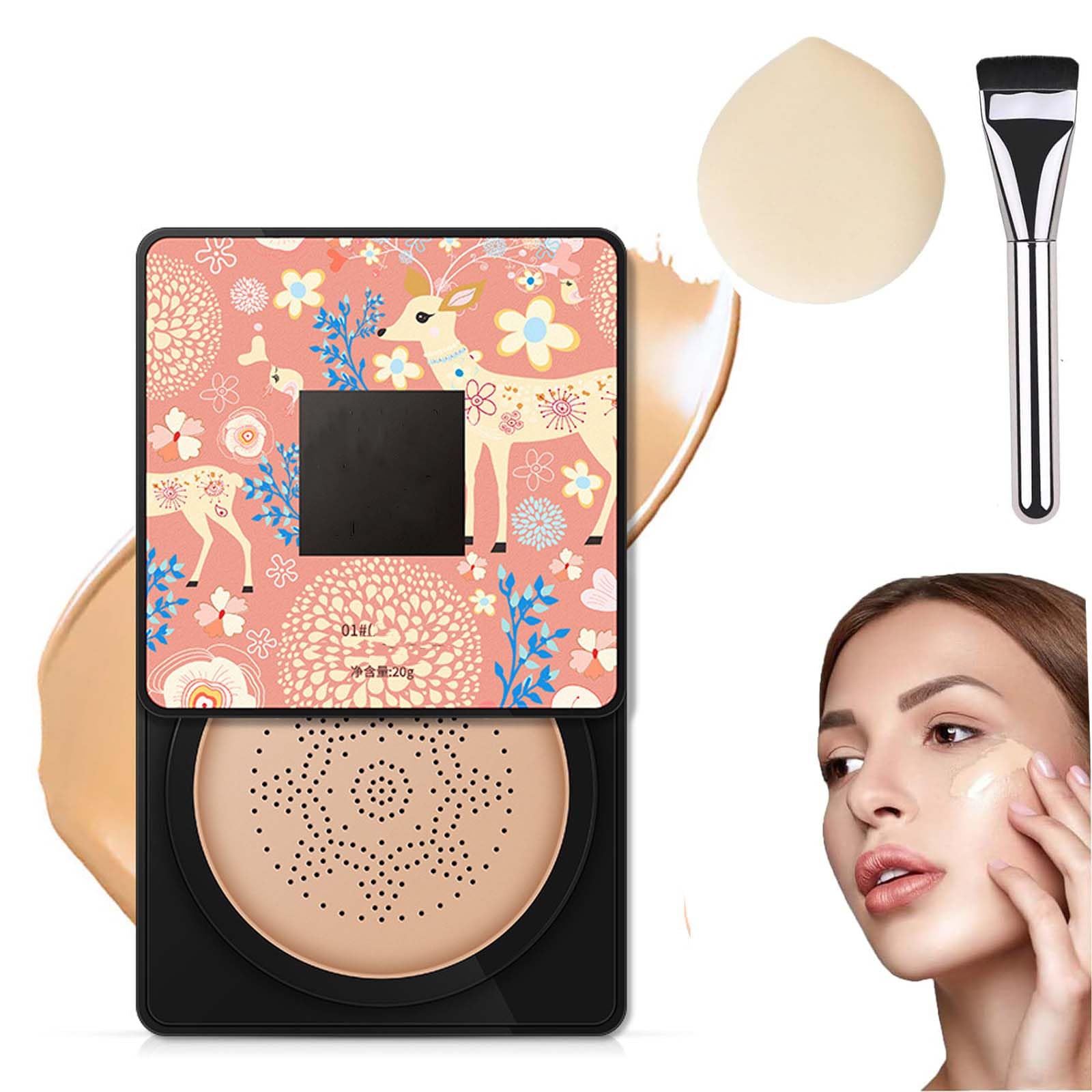 FOLENZU Lasuify Mushroom Head Air Cushion CC Cream - Lightweight Concealer & Shiny Beauty Cream for Flawless Coverage | Perfect for Daily Makeup, Natural Look & On-The-Go Touch Ups