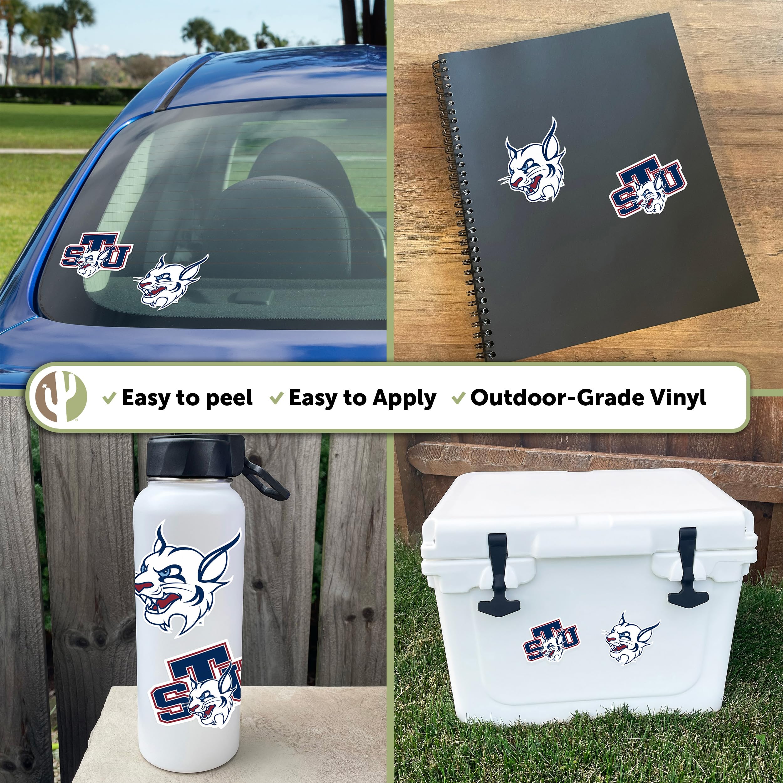 STU Bobcats Vinyl Decal Sticker Set (4 Inch) - Desert Cactus Design for Laptop, Water Bottle, Car & Scrapbook | Perfect for St. Thomas University Fans, School Spirit & College Decor