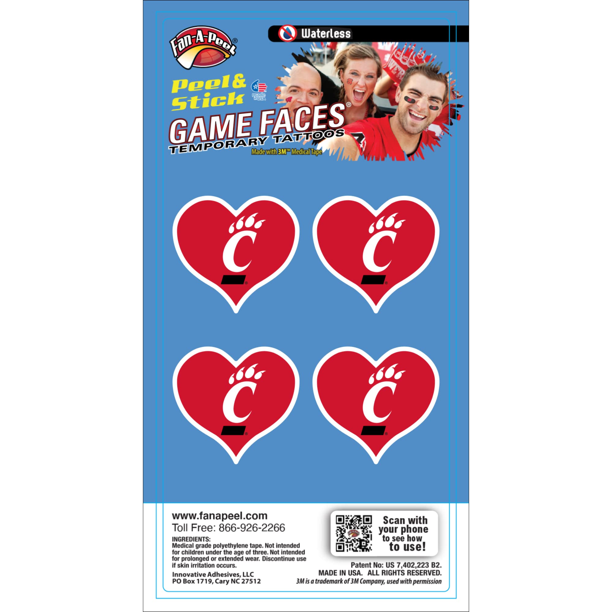 Hypoallergenic Waterproof Temporary Tattoos - Peel & Stick Cincinnati Licensed Designs for Kids & Adults - Perfect for Parties, Halloween & Costume Events