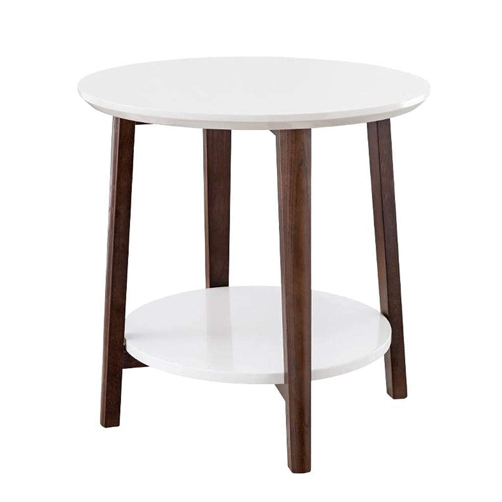 2-Tier Round Wood Side Table with Storage Shelf - Solid Wood Legs End Table, Coffee Table for Living Room, Bedroom, Sofa Corner - Perfect for Holding Drinks, Books, and Decor