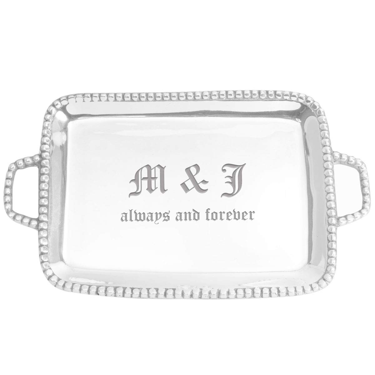Handcrafted Personalized Pearl Serving Tray - Elegant Rectangular Silver Tray for Whiskey Decanter, Candle Sticks, Vanity Set & Perfume | Perfect for Home Decor, Wedding Gifts & Luxury Entertaining