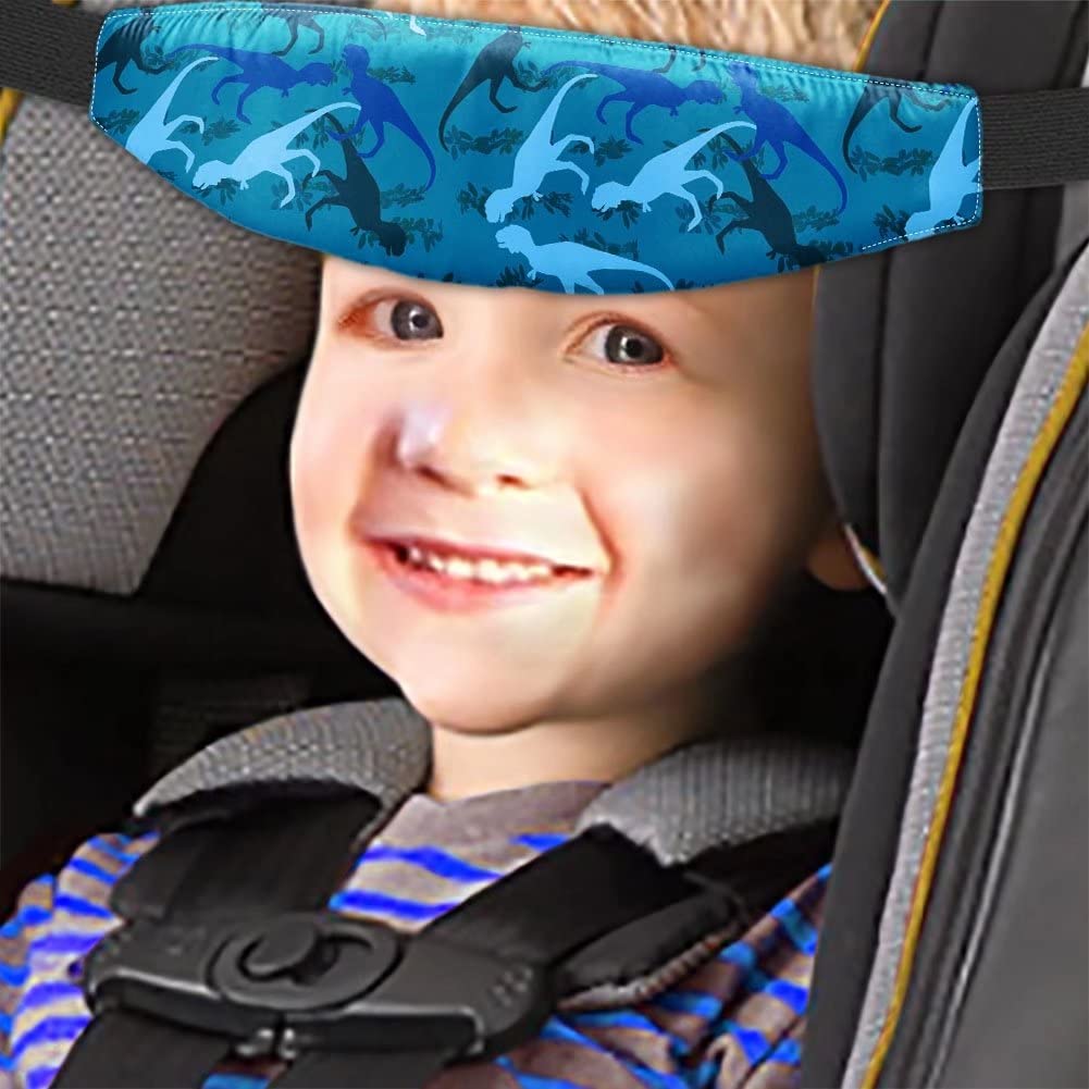 Funny Cartoon Dinosaur Baby Car Seat Head Support - Soft Comfortable Stroller Neck Strap & Headrest for Kids | Gender Neutral Eco-Friendly Pillow Holder | Perfect for Travel, Stroller Naps & Car Safety