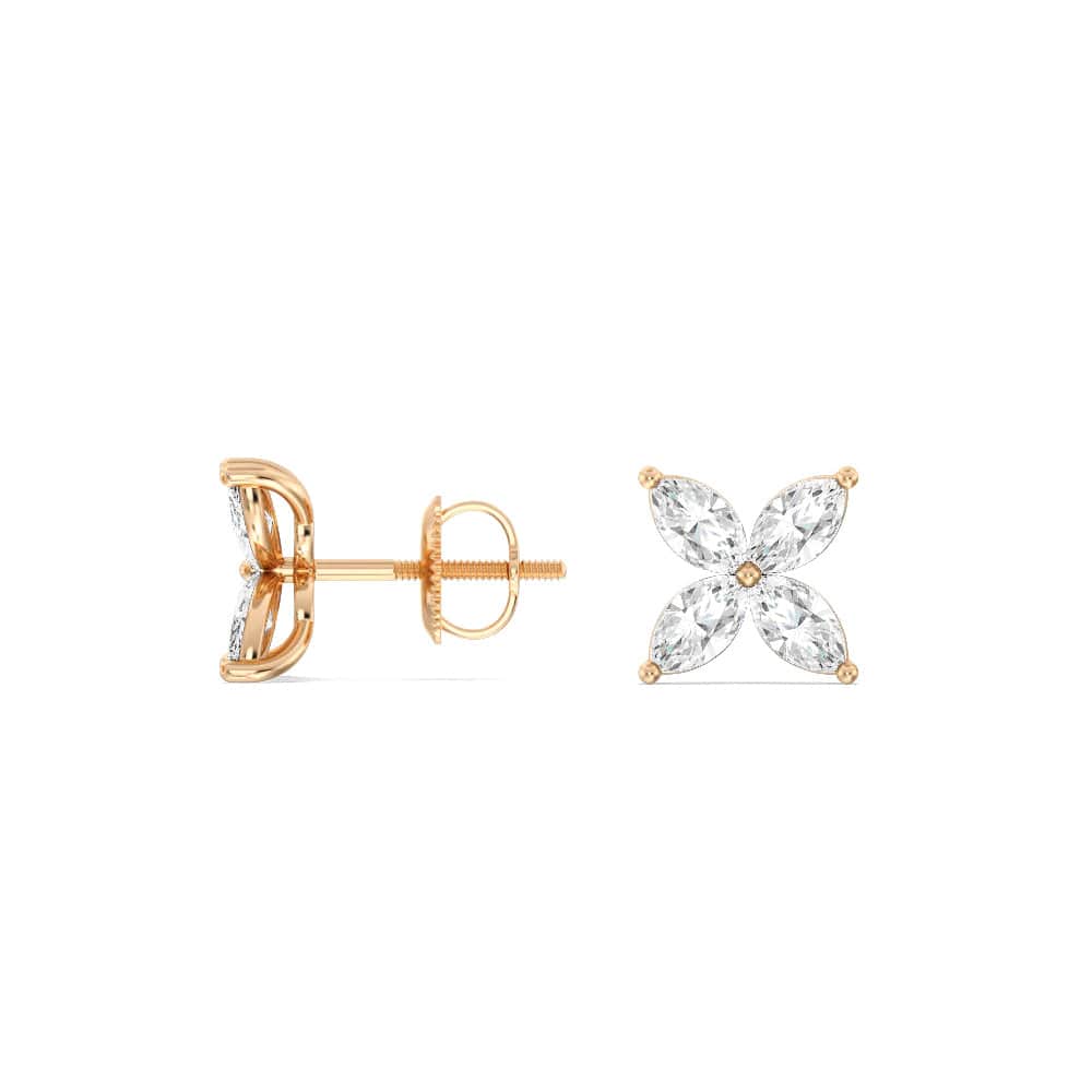 1.5ct Bloom Moissanite Stud Earrings for Women - Durable & Hypoallergenic 14K Gold Plated Earrings for Daily Wear, Gift Giving & Special Occasions