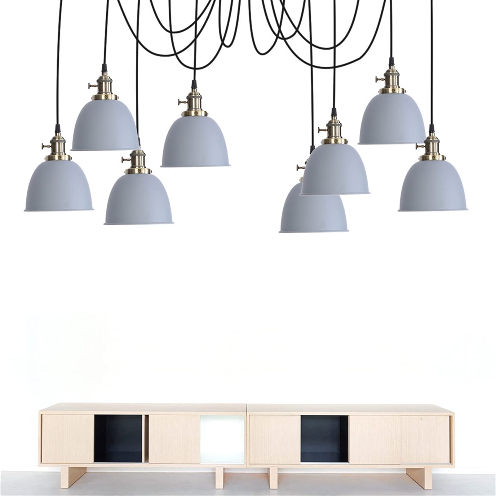 Adjustable DIY Spider Pendant Light - Modern Industrial Metal Chandelier Ceiling Lamp for Bedroom, Kids Room & Nursery - Gray Hanging Lighting Fixture (Perfect for Home Decor, Loft, Cafe & Restaurant Lighting)
