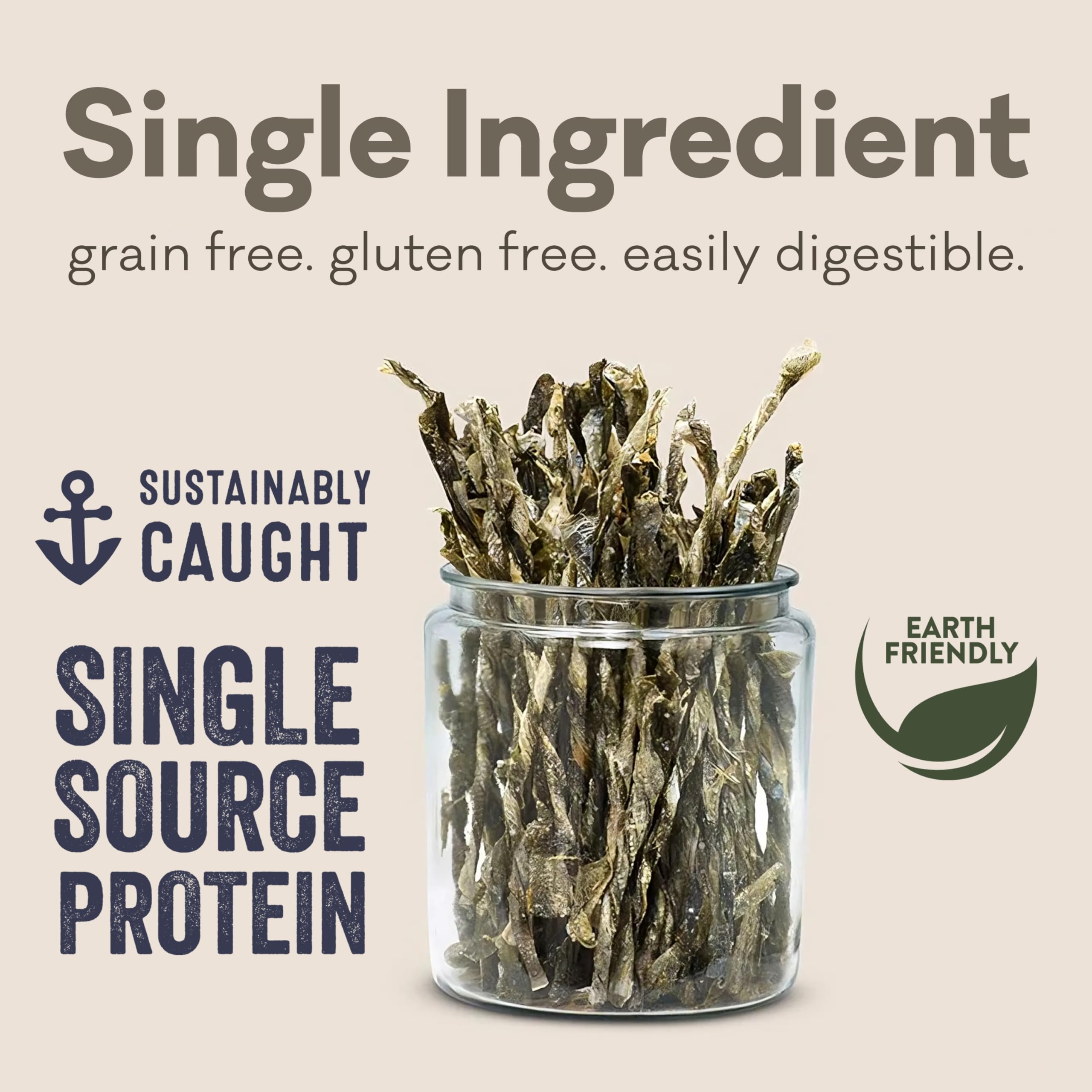 Polkadog Cod Skins Dog Treats - Single-Ingredient, Grain-Free & Gluten-Free Crunchy Fish Skin Chews for Dogs of All Breeds | Lean Protein Dental Treats for Teeth Health | Made in USA, 12oz Shorties | Perfect for Training Rewards & Dental Care