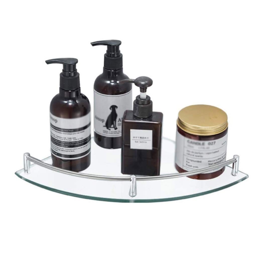 Premium Aluminum & Tempered Glass Bathroom Shelf - Wall Mounted Corner Storage Organizer with Extra Thick Glass for Shower, Bathroom & Spa | Modern Space-Saving Design for Toiletries, Cosmetics & Bath Essentials