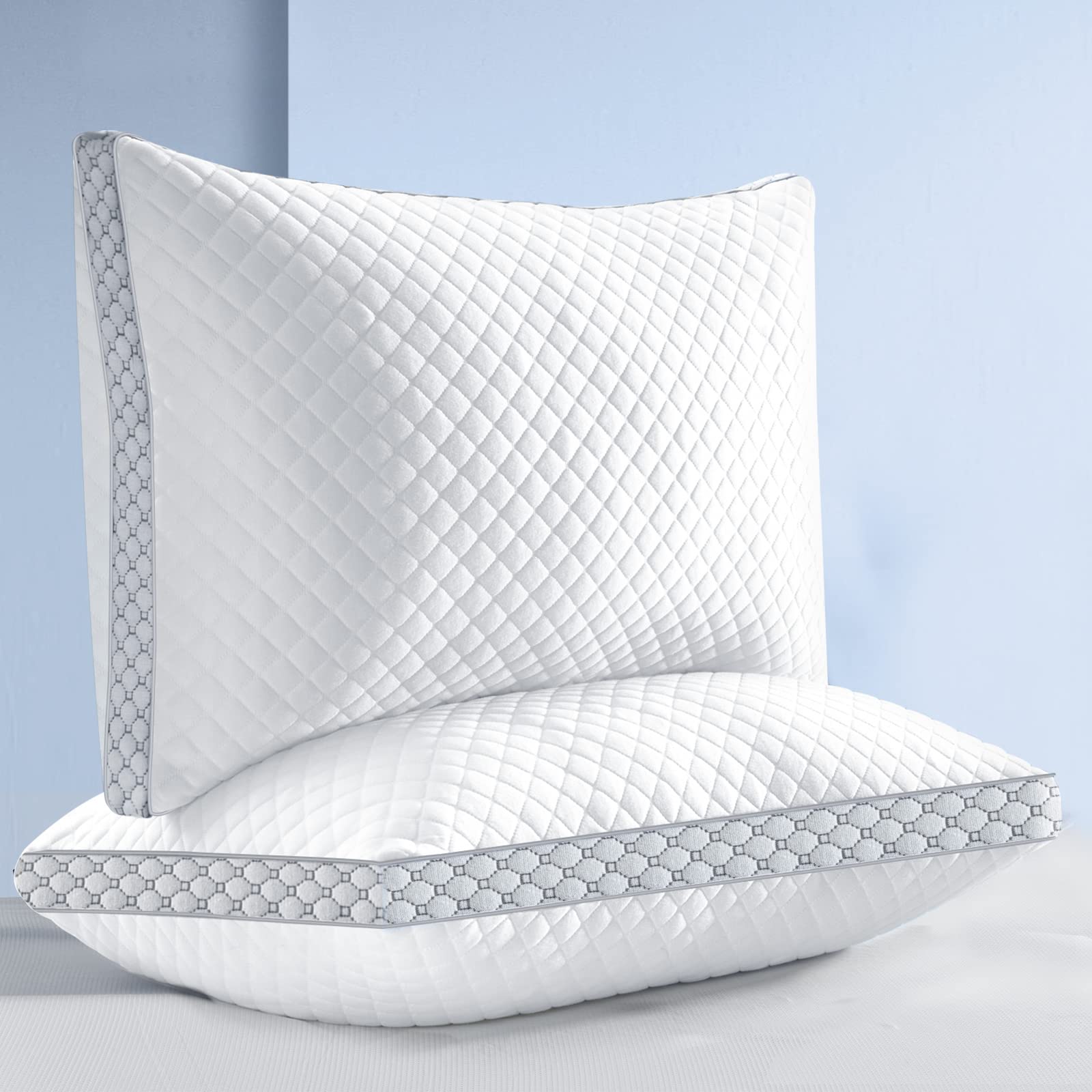 BedStory Queen Size Pillows Set of 2 - Firm Support Luxury Hotel Collection Bed Pillows for Sleeping - Hypoallergenic Down Alternative Pillows for Back & Side Sleepers - Perfect for Home, Hotel & Guest Room Comfort
