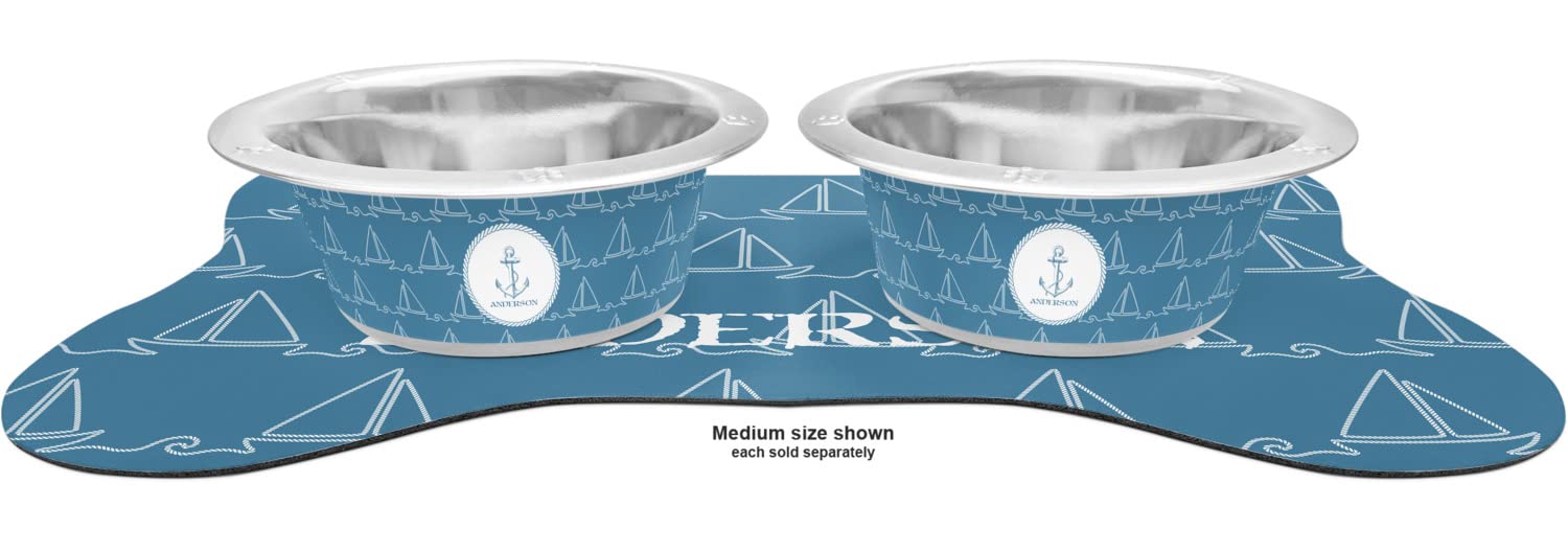 Personalized Stainless Steel Dog Bowl with Rope Sail Design - Large Size for Big Dogs - Perfect for Outdoor Adventures, Travel, and Home Use