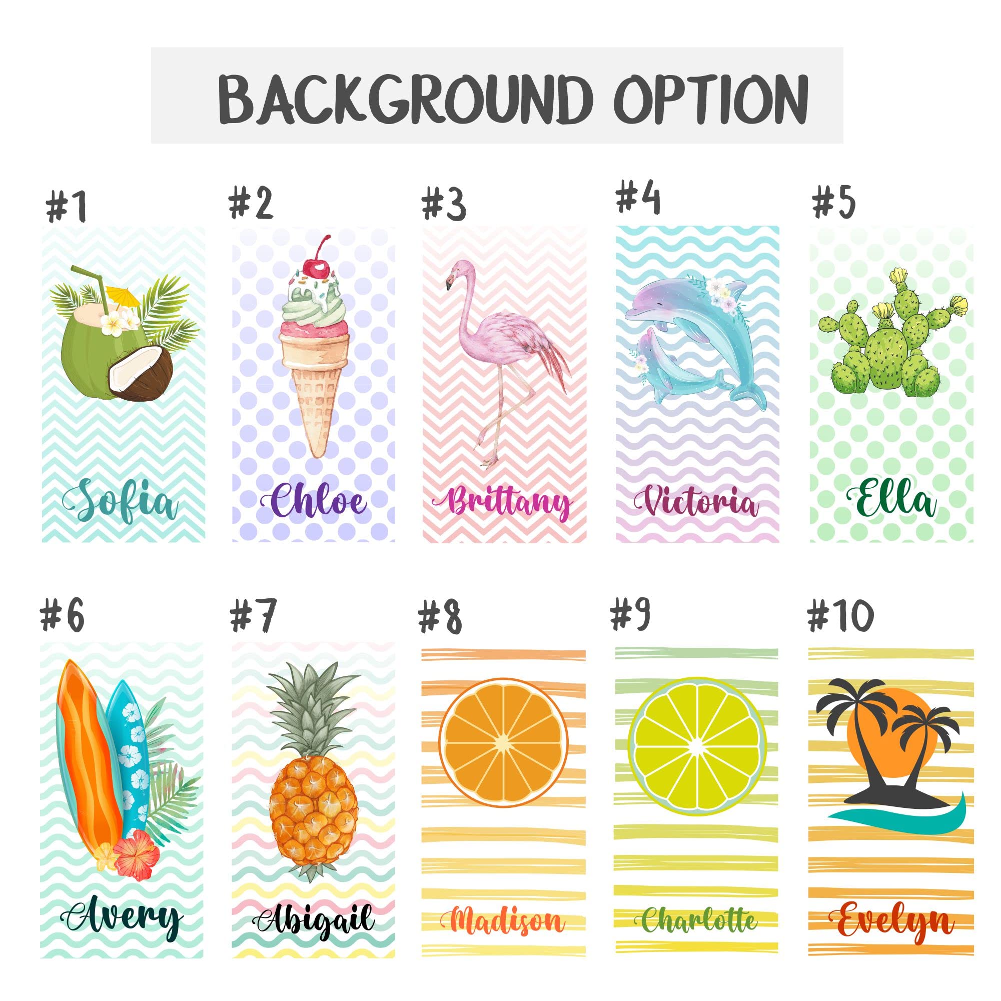 Custom Personalized Beach Towels with Names - 30x60 Inch Floral Print Striped Towel for Women, Kids, Girls & Boys | Cute Fruit Design Summer Beach Towel for Pool, Vacation & Outdoor Activities
