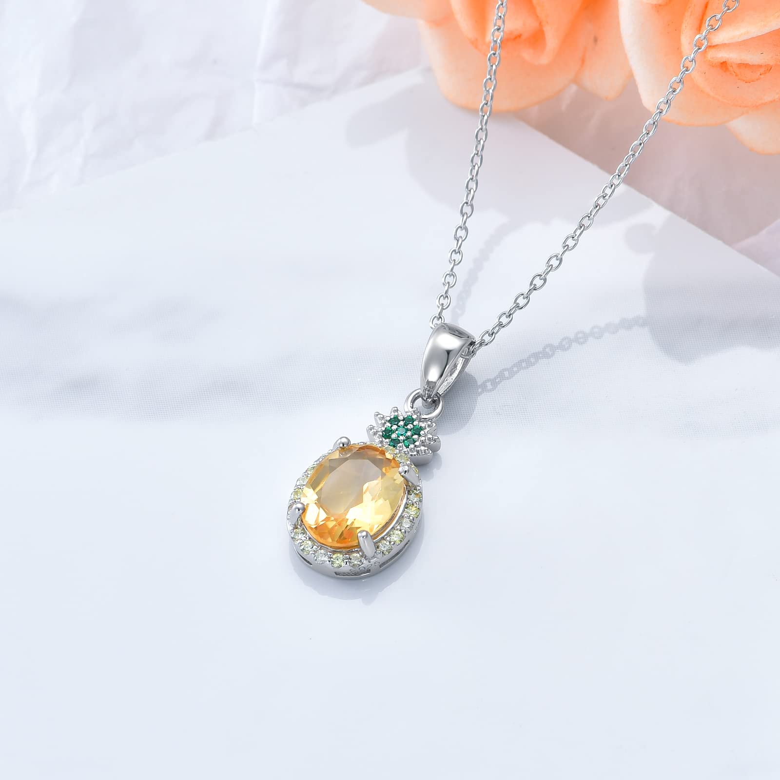 925 Sterling Silver Sunflower Rose Cross Lotus Honey Bee Pineapple Pendant Necklace for Women - Elegant Floral Jewelry Gift for Girlfriend Wife Mom - Perfect for Birthday Valentine's Day Anniversary & Everyday Wear