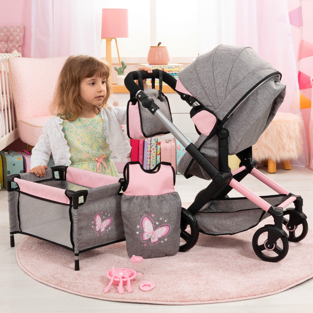 Bayer Design Fairy Themed Doll Stroller and Care Set - 10 Piece Mega Playset for Kids | Perfect for Imaginative Play, Role-Playing, and Gift Giving
