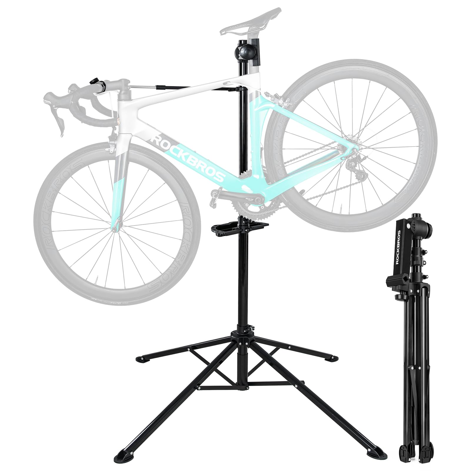 ROCKBROS Portable Bike Repair Stand - Aluminum Alloy Bicycle Maintenance Stand for Mountain, MTB, Road & E-Bikes (Max 66 lbs Capacity) - Perfect for Home Garage, Bike Shops & Outdoor Cycling Maintenance