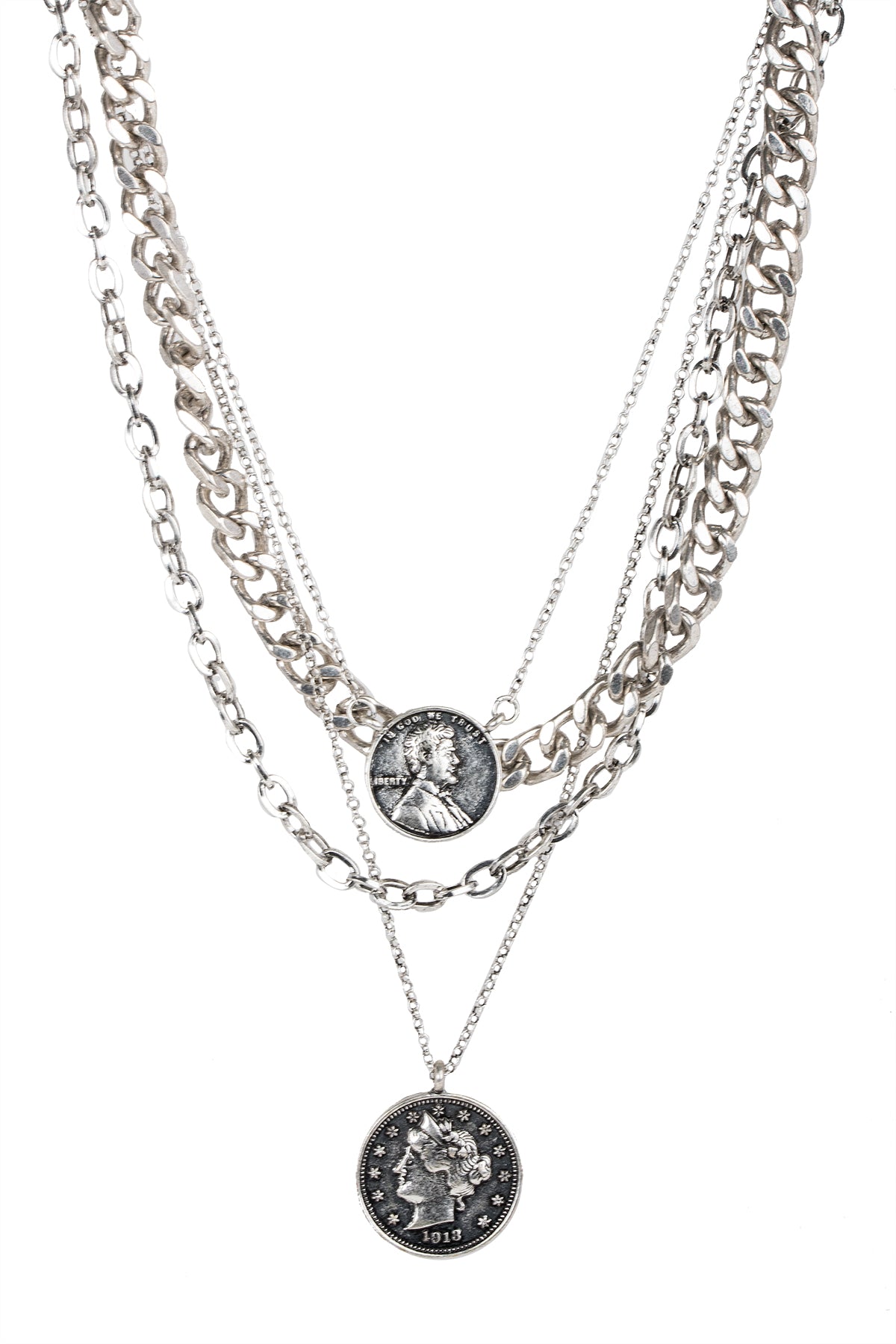 Layered Chain Coin Necklace for Women - Vintage Gold Silver Pendant Necklace Jewelry - Perfect for Casual Wear, Parties & Gifts