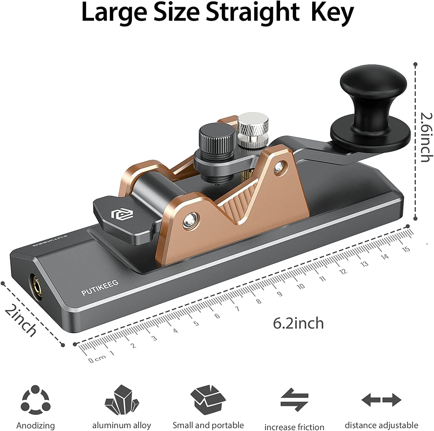 Mini CW Key Morse Code Paddle - Aluminum Alloy HAM Radio Morse Code Keyer with Speaker Base (Grey) - Perfect for Amateur Radio Operators & Morse Code Practice
