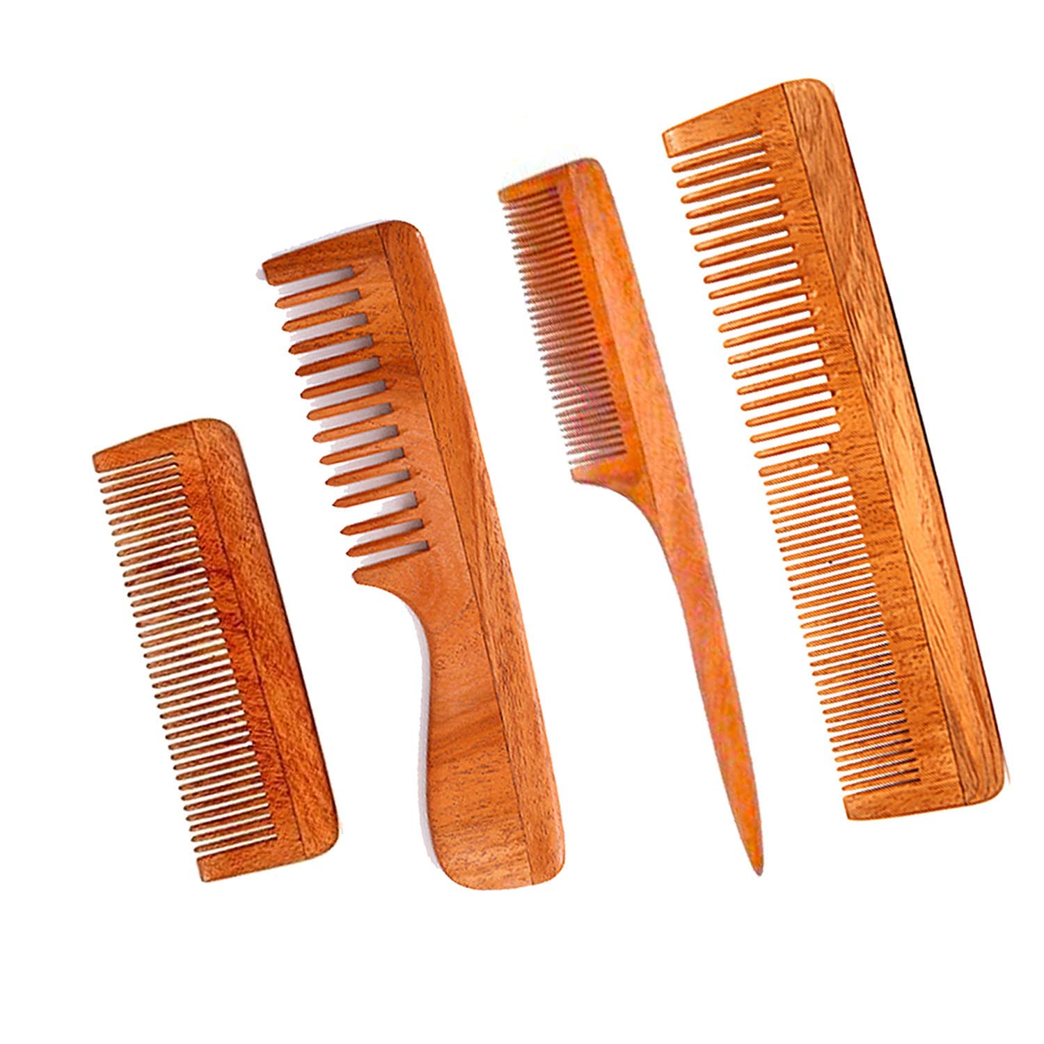 Smallneeds Neem Wooden Comb Set of 3 - Anti Dandruff Hair Brush for Women & Men | Natural Ayurvedic Scalp Massager for Healthy Hair Growth | Perfect for Daily Grooming, Travel & Salon Use