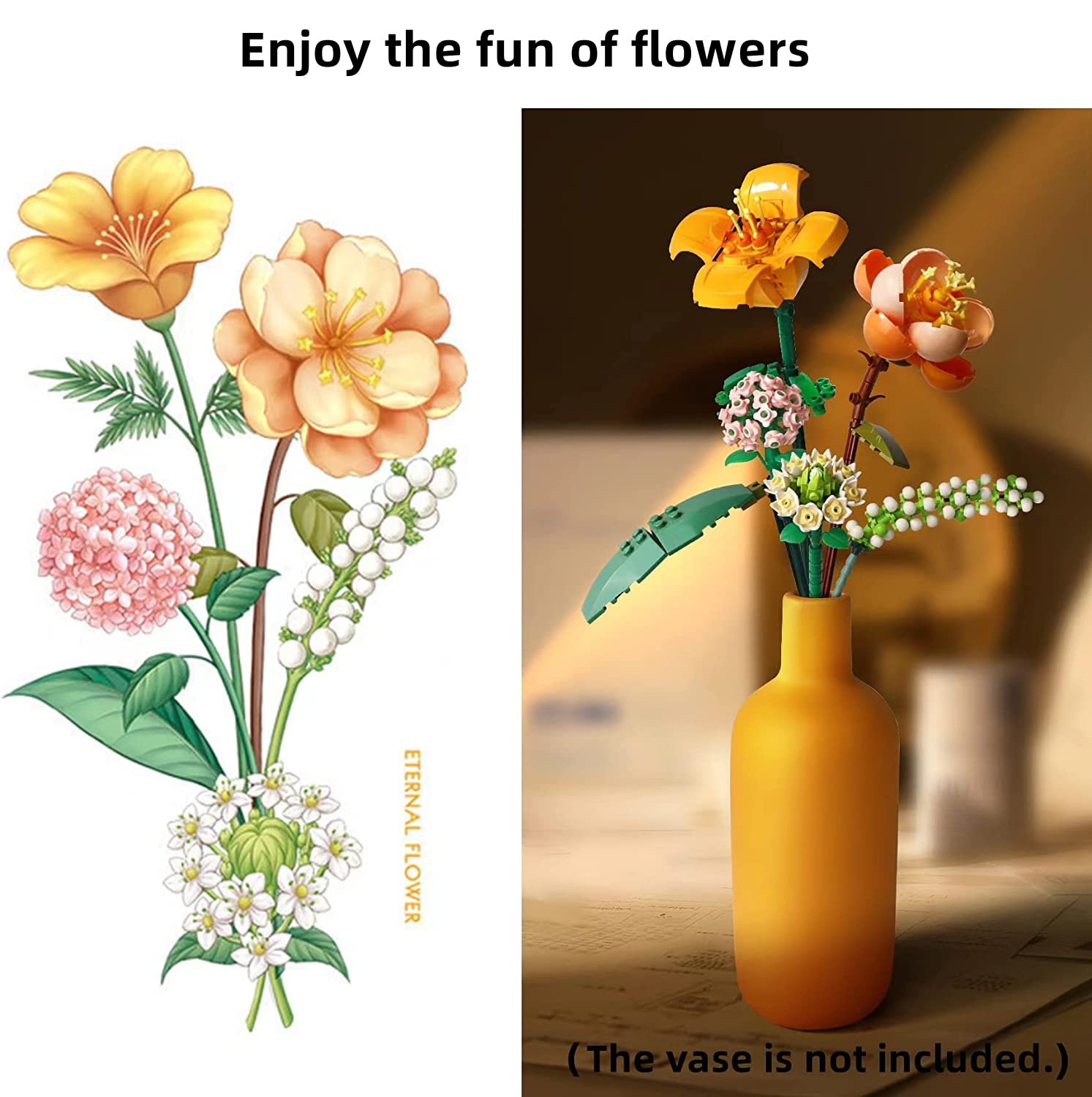 Mini Bricks Flower Bouquet Building Kit - 456PCS Artificial Botanical Collection for DIY Home Decor, Unique Gift for Girls Ages 8-12 | Perfect for Birthday Presents, Room Decoration & Creative Play (Not Lego Compatible)