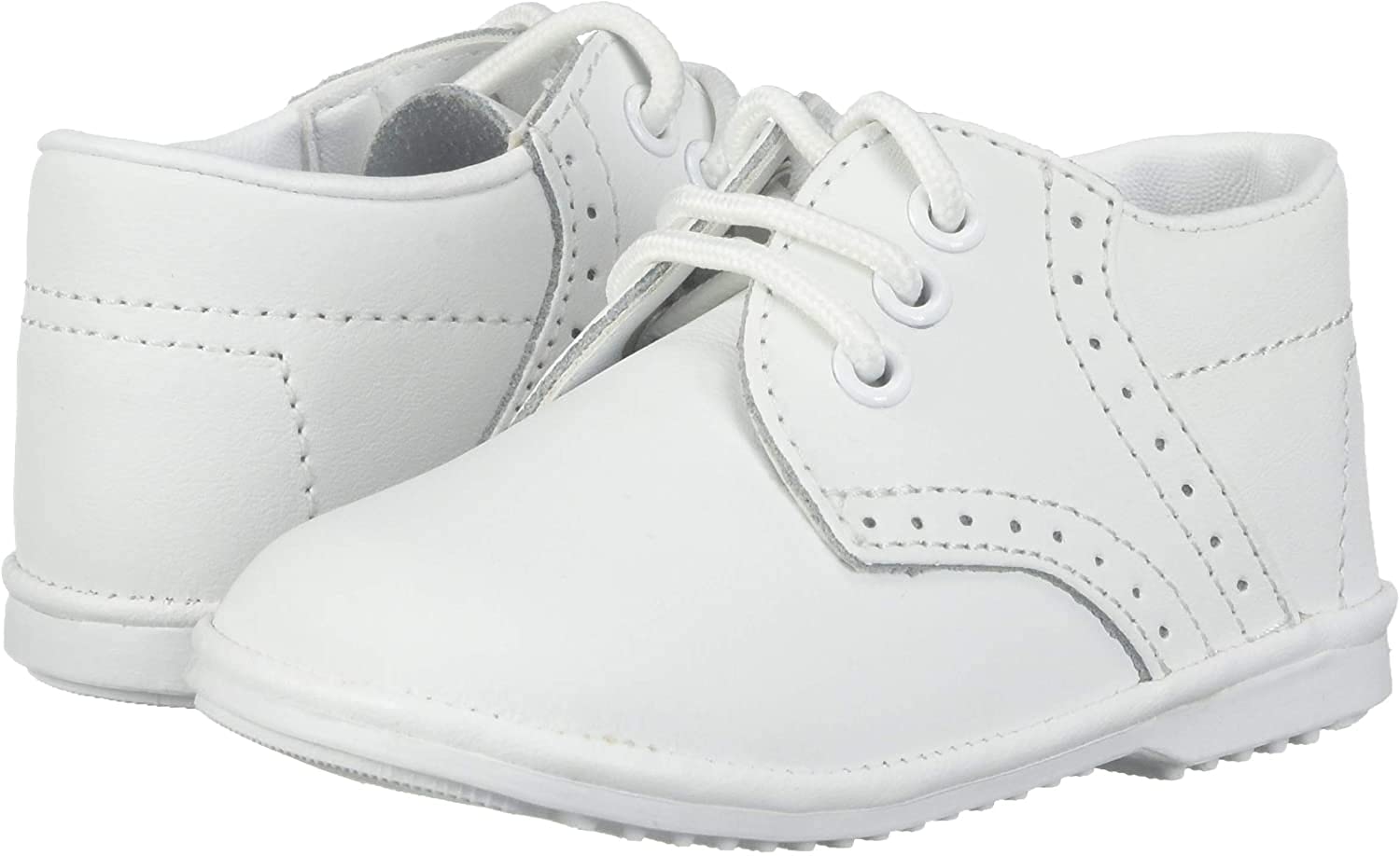 iGirlDress Baby Boys Oxford Christening Shoes - Classic Leather First Communion Shoes for Toddlers (White, Size 0-12 Months) - Perfect for Baptism, Church Events & Special Occasions