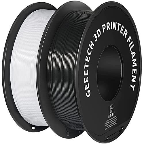 Geeetech 1.75mm PLA 3D Printer Filament - 2kg Spool (Black & White) | High Precision +/-0.03mm | Tangle-Free Winding | Perfect for 3D Printing Projects, DIY Crafts & Prototyping