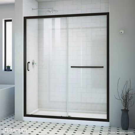 DreamLine Infinity Z 36x60x74.75 Inch Clear Sliding Shower Door with White Base – Frameless Glass Enclosure for Modern Bathrooms & Spa-Like Showers